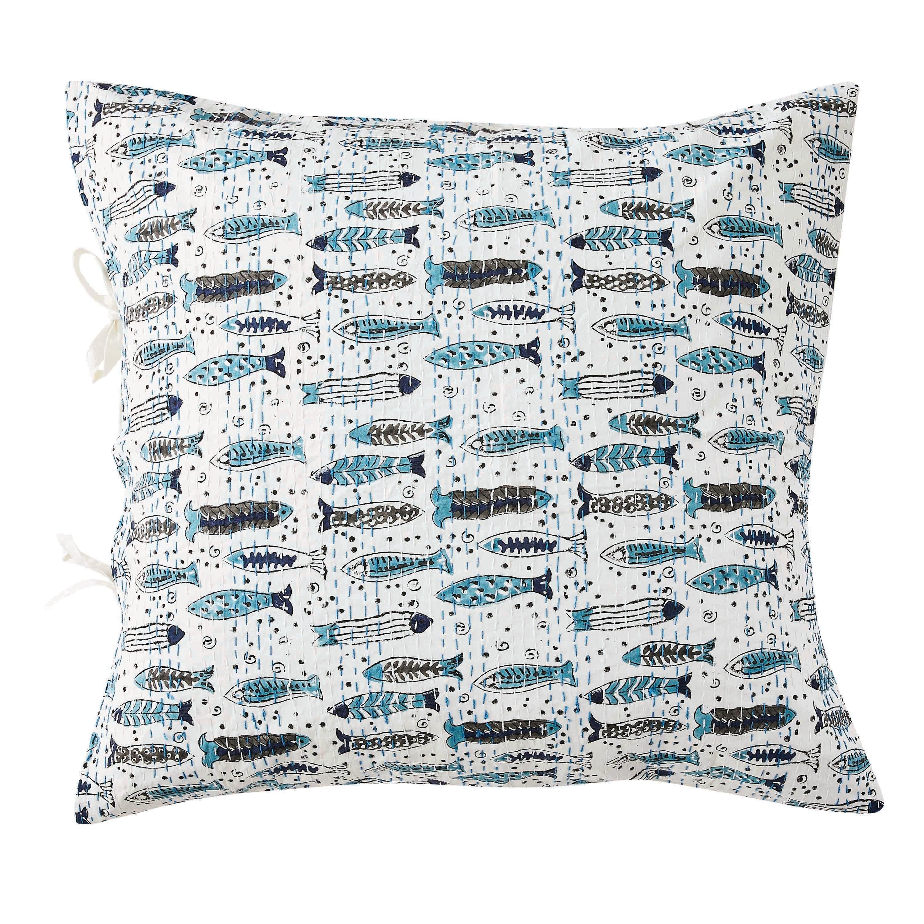 Hand Stitched Block Print Kantha Pillow Sham Pairs Mélange Home