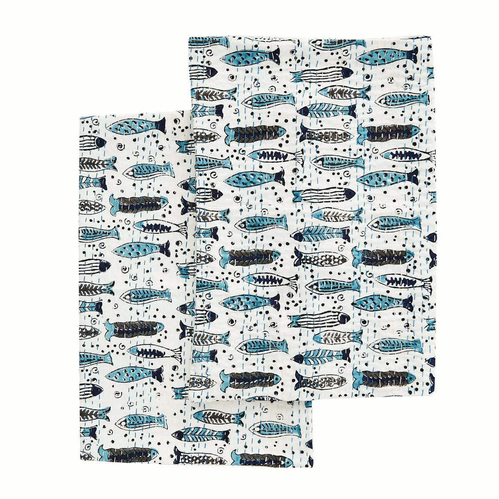Hand Stitched Block Print Kantha Pillow Sham Pairs Mélange Home