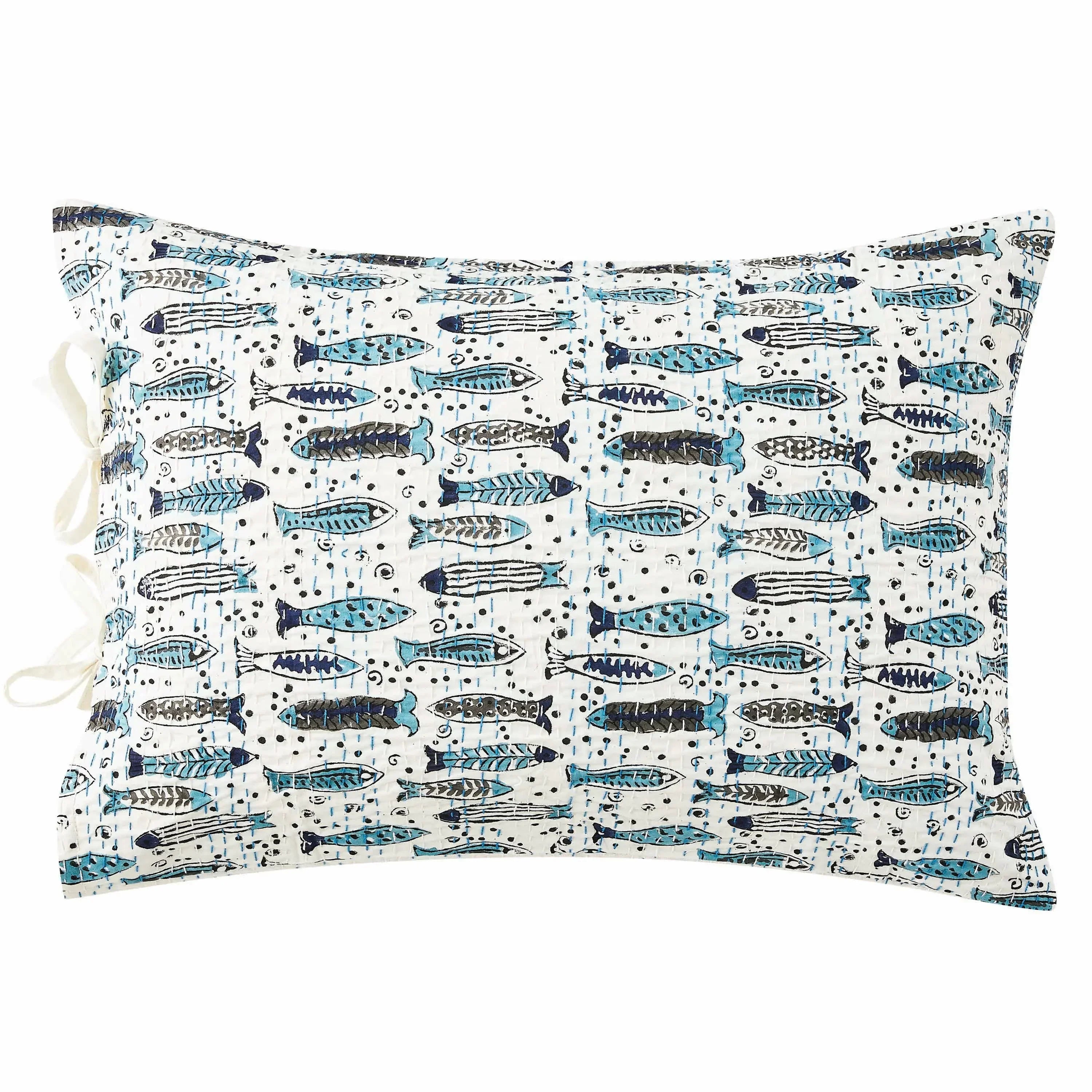 Hand Stitched Block Print Kantha Pillow Sham Pairs Mélange Home
