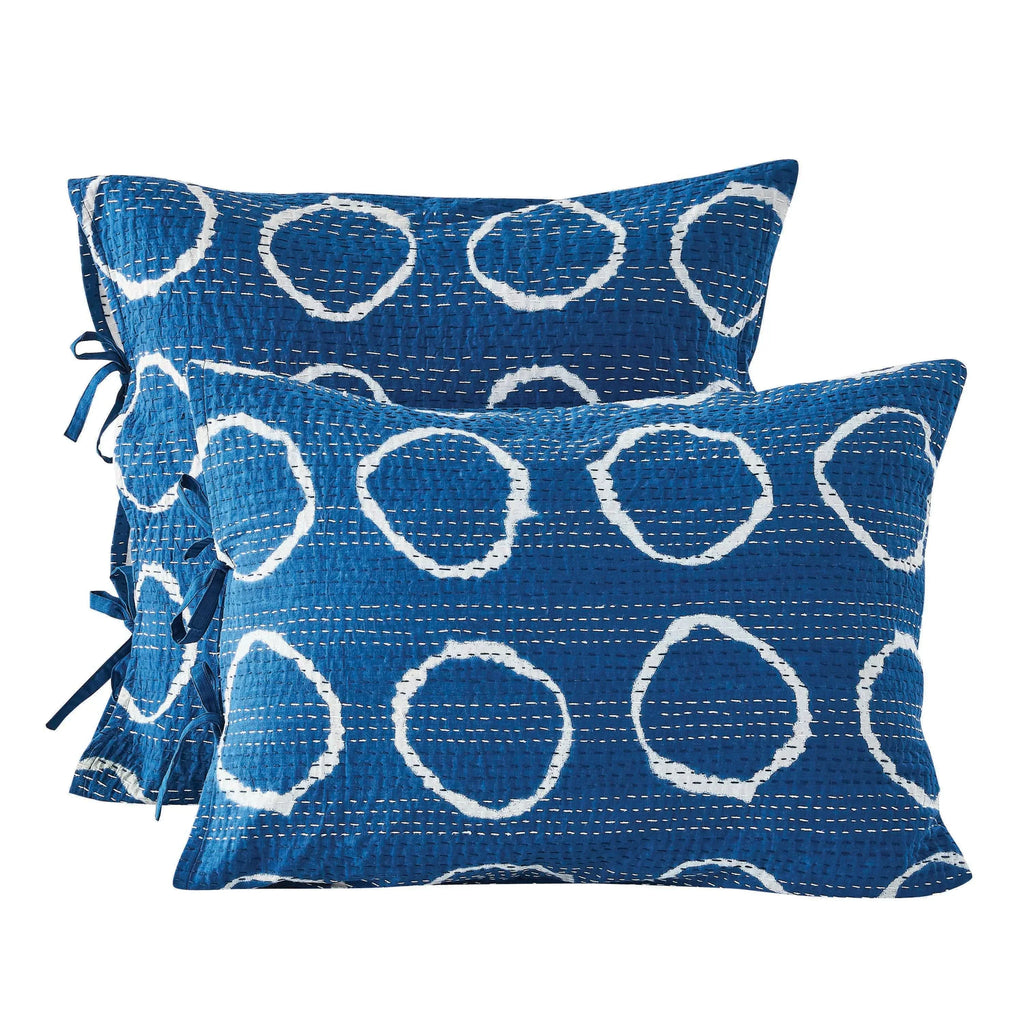 Hand Stitched Block Print Kantha Pillow Sham Pairs Mélange Home