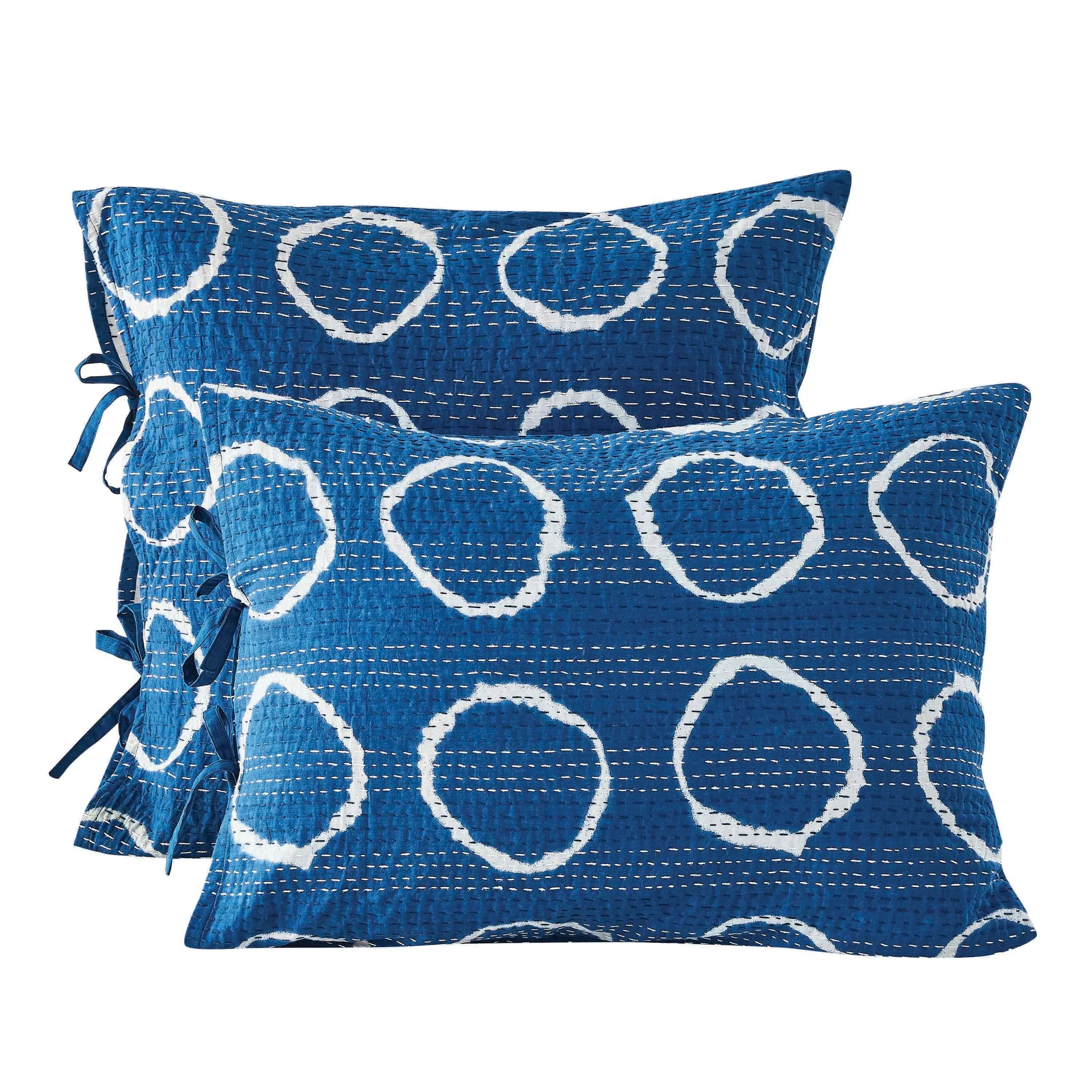Hand Stitched Block Print Kantha Pillow Sham Pairs Mélange Home