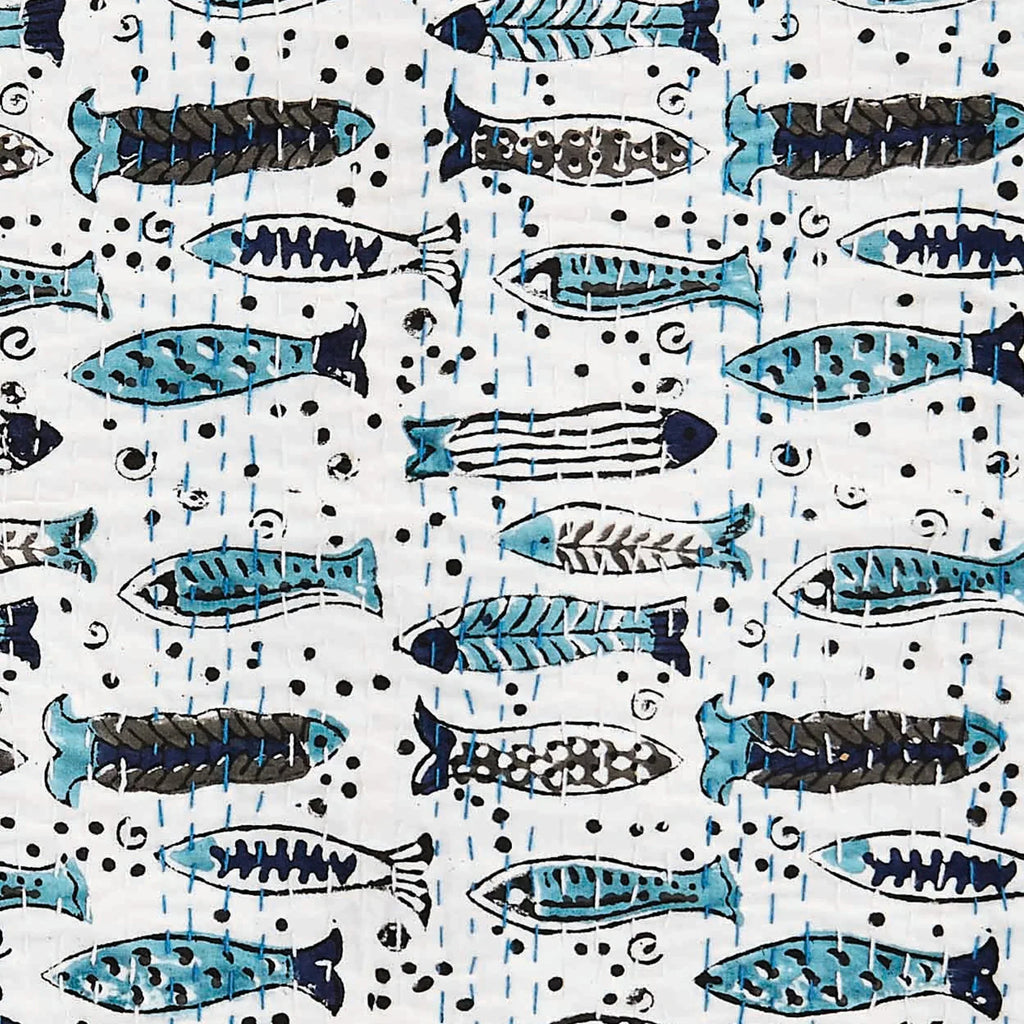 Hand Stitched Block Print Kantha Pillow Sham Pairs Mélange Home