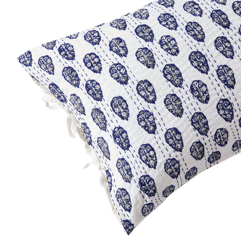 Hand Stitched Block Print Kantha Pillow Sham Pairs Mélange Home