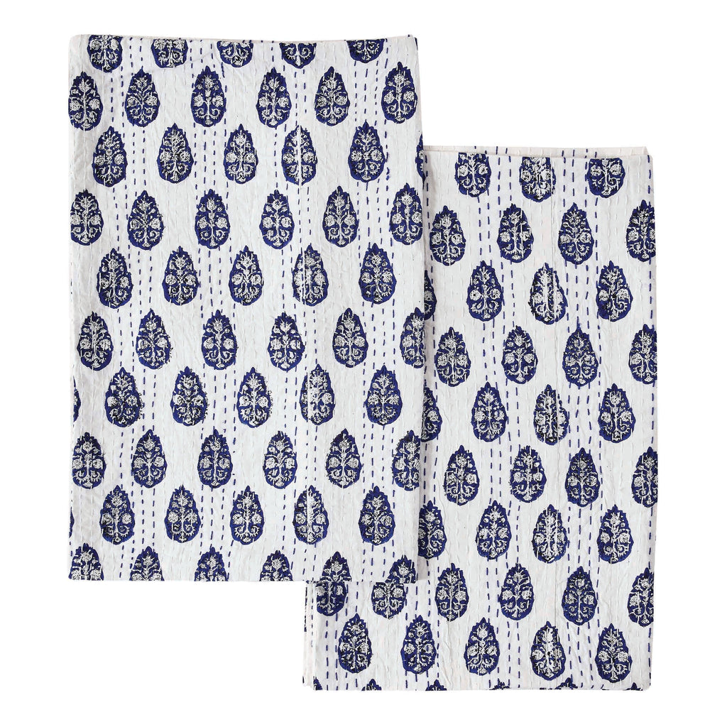 Hand Stitched Block Print Kantha Pillow Sham Pairs Mélange Home