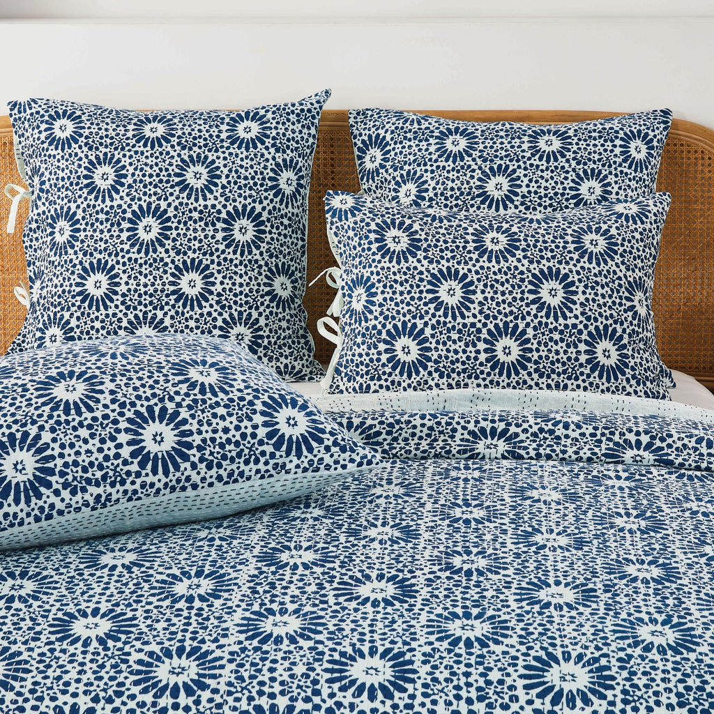 Hand Stitched Block Print Kantha Pillow Sham Pairs Mélange Home