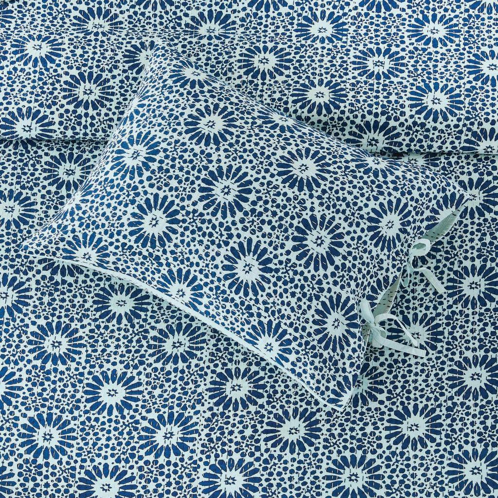 Hand Stitched Block Print Kantha Pillow Sham Pairs Mélange Home