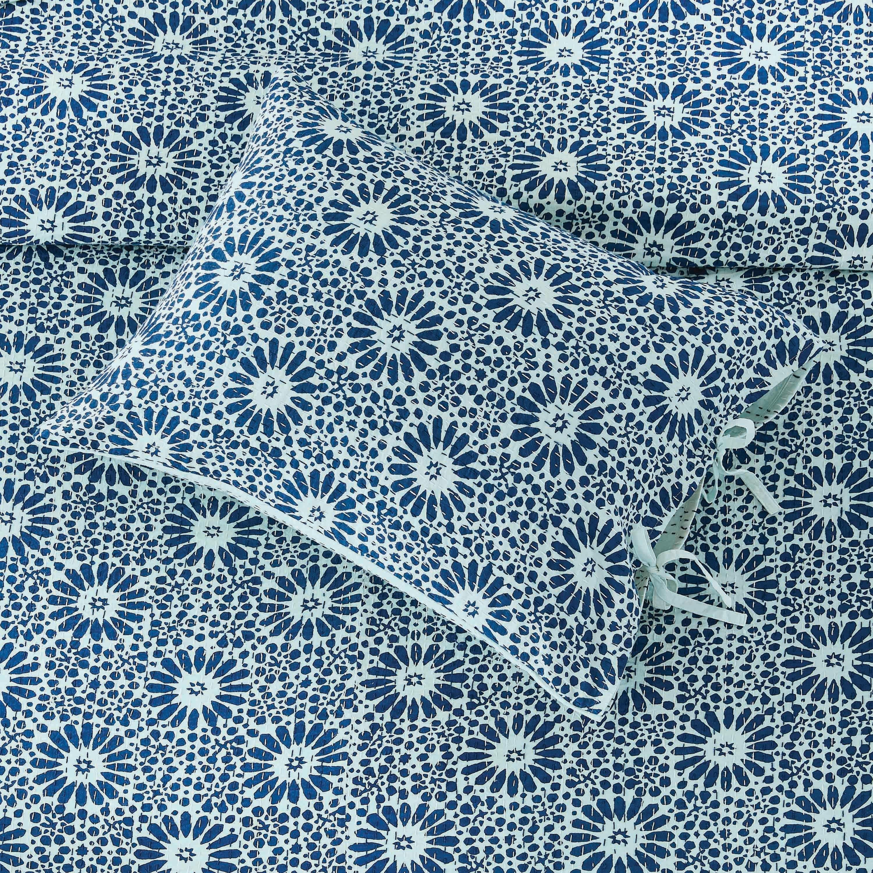 Hand Stitched Block Print Kantha Pillow Sham Pairs Mélange Home