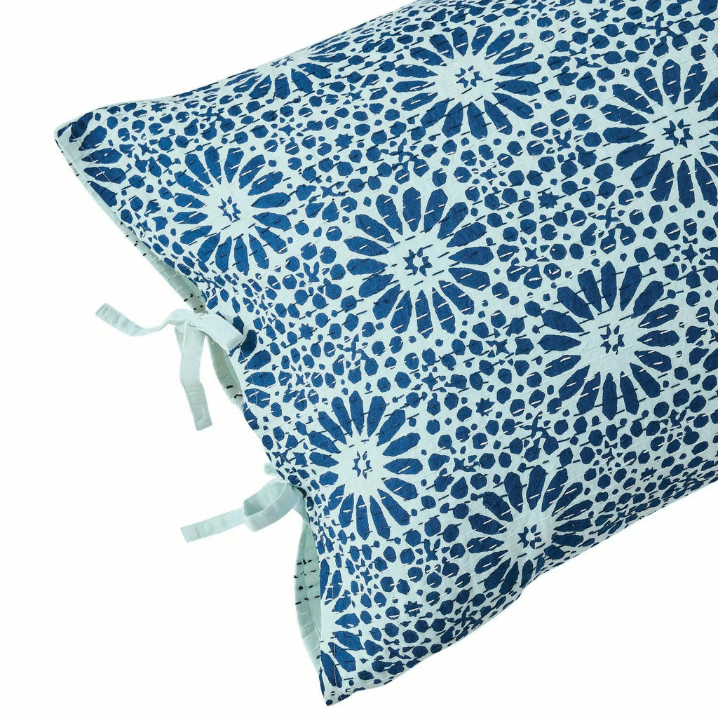 Hand Stitched Block Print Kantha Pillow Sham Pairs Mélange Home