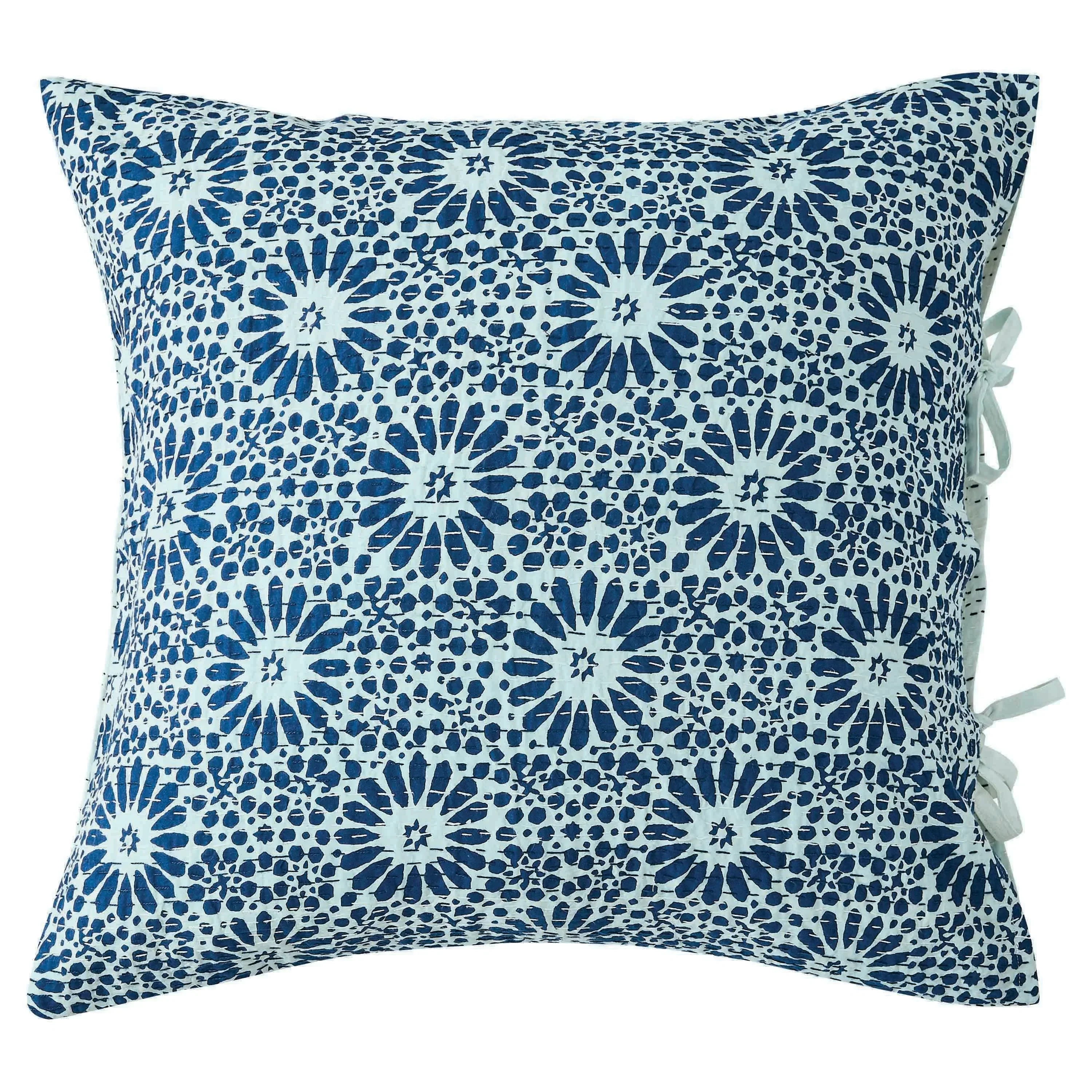 Hand Stitched Block Print Kantha Pillow Sham Pairs Mélange Home
