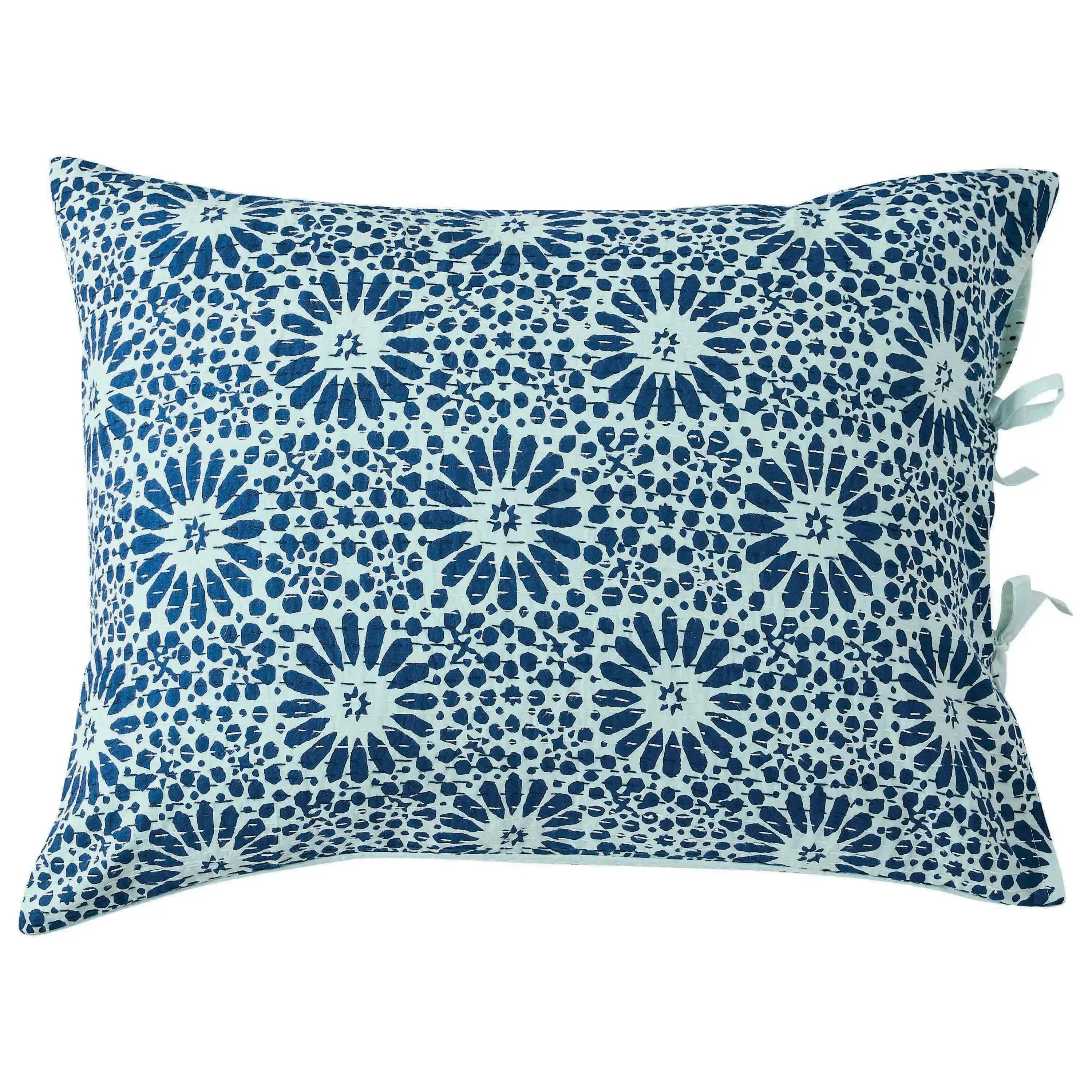 Hand Stitched Block Print Kantha Pillow Sham Pairs Mélange Home