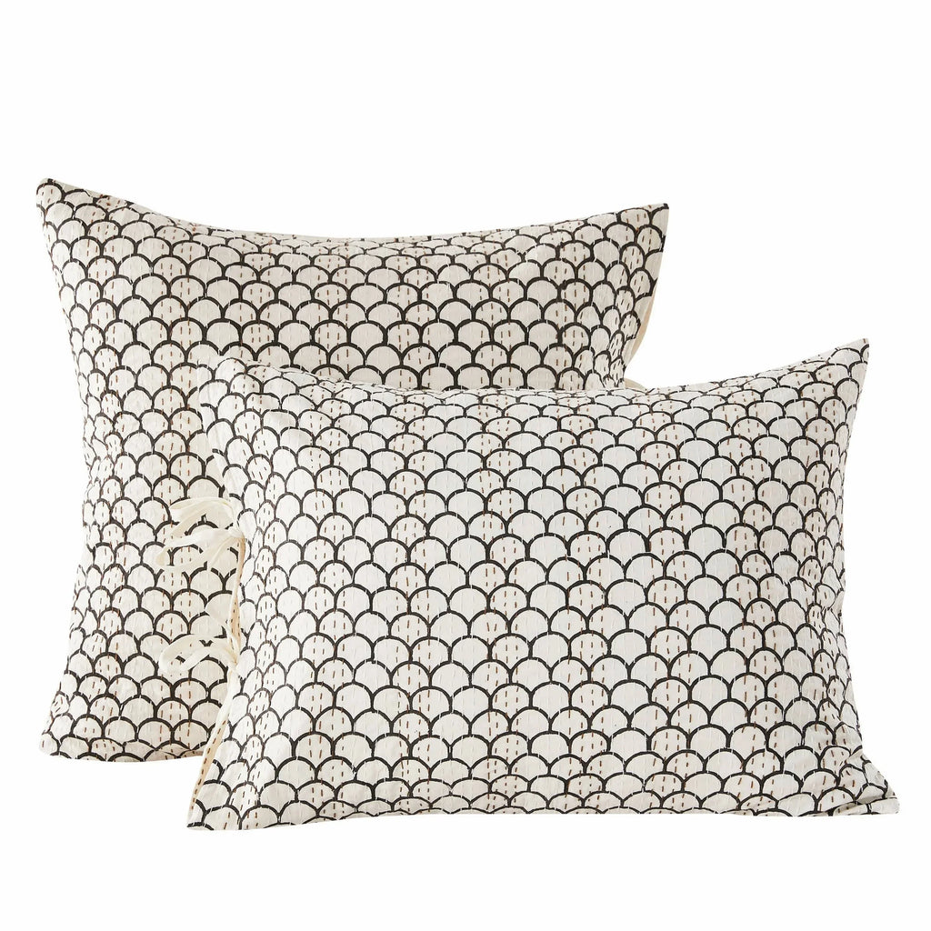 Hand Stitched Block Print Kantha Pillow Sham Pairs Mélange Home