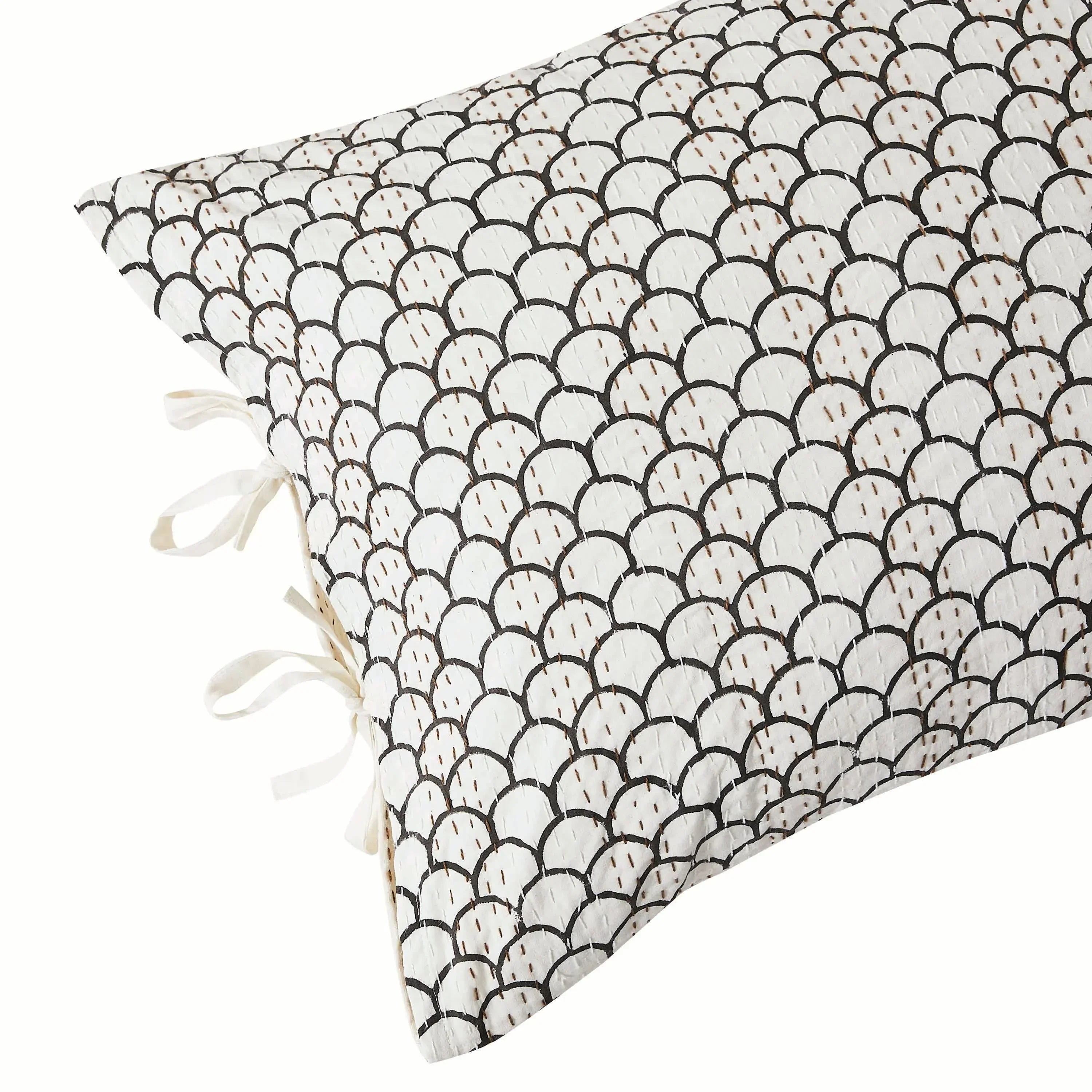 Hand Stitched Block Print Kantha Pillow Sham Pairs Mélange Home