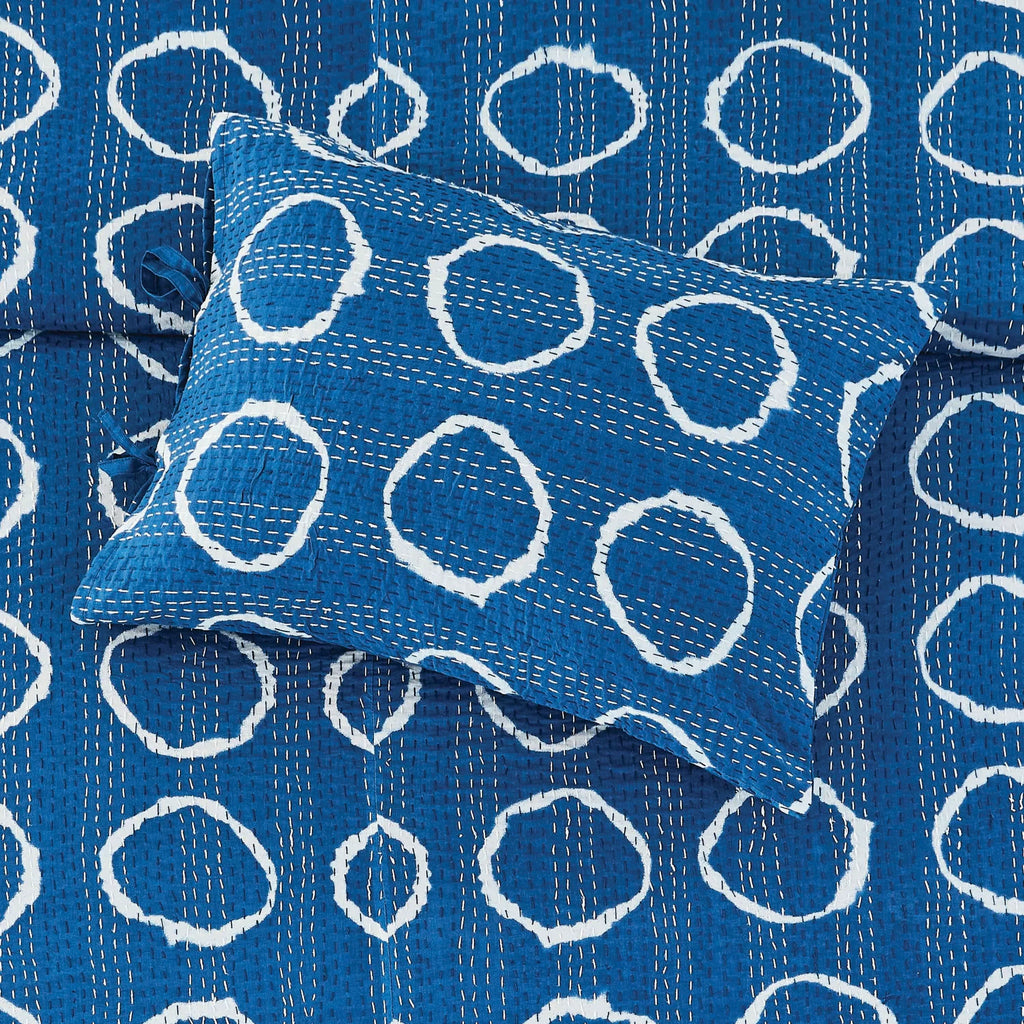 Hand Stitched Block Print Kantha Pillow Sham Pairs Mélange Home
