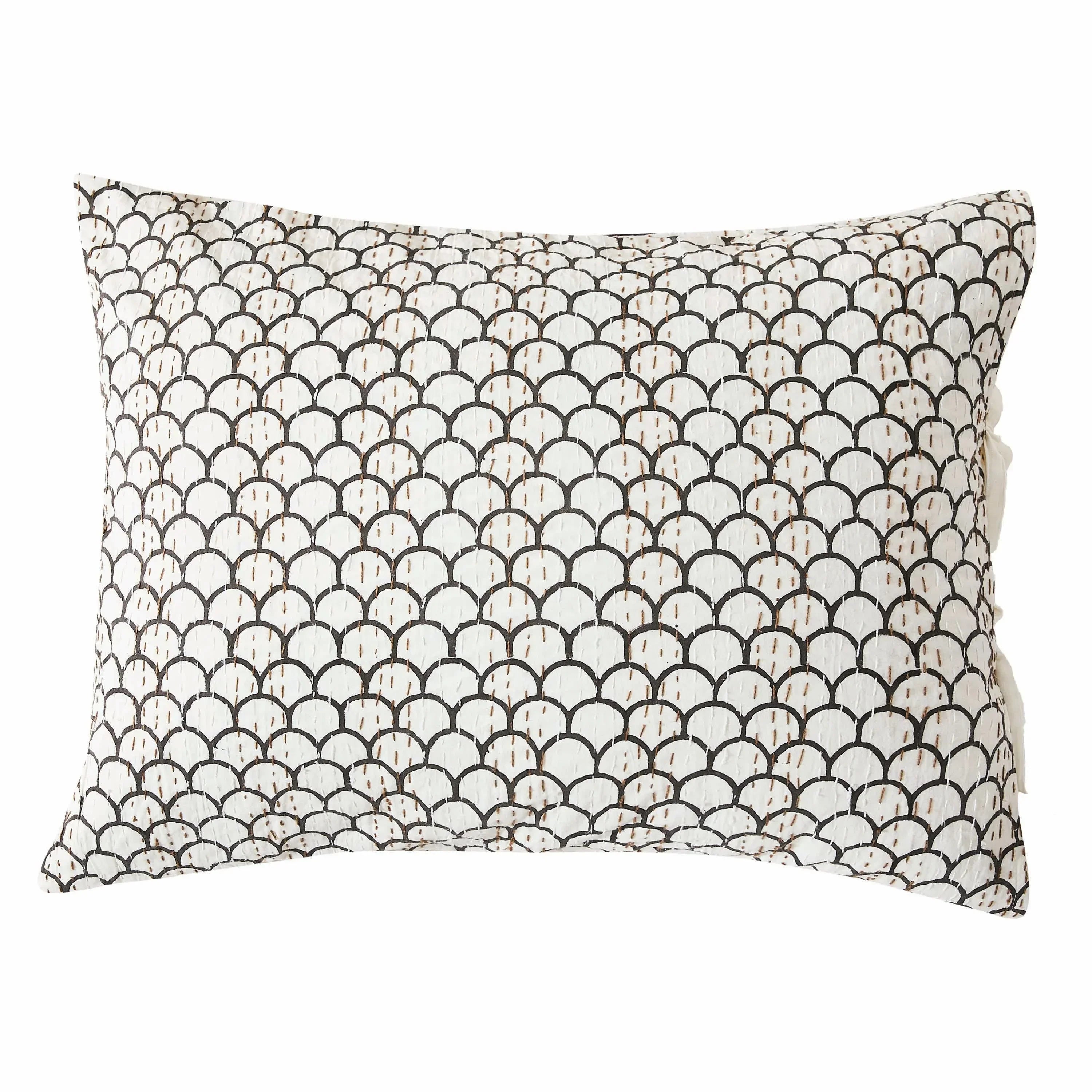 Hand Stitched Block Print Kantha Pillow Sham Pairs Mélange Home