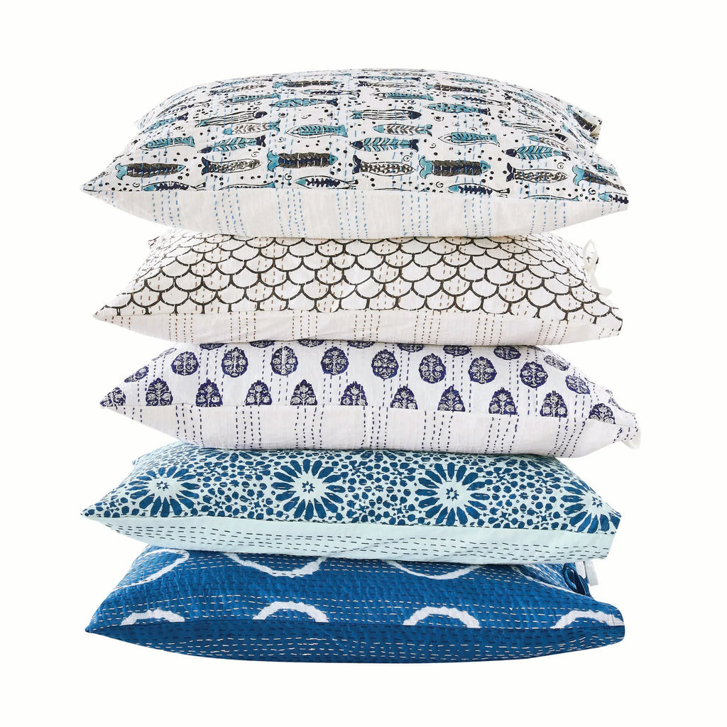 Hand Stitched Block Print Kantha Pillow Sham Pairs Mélange Home