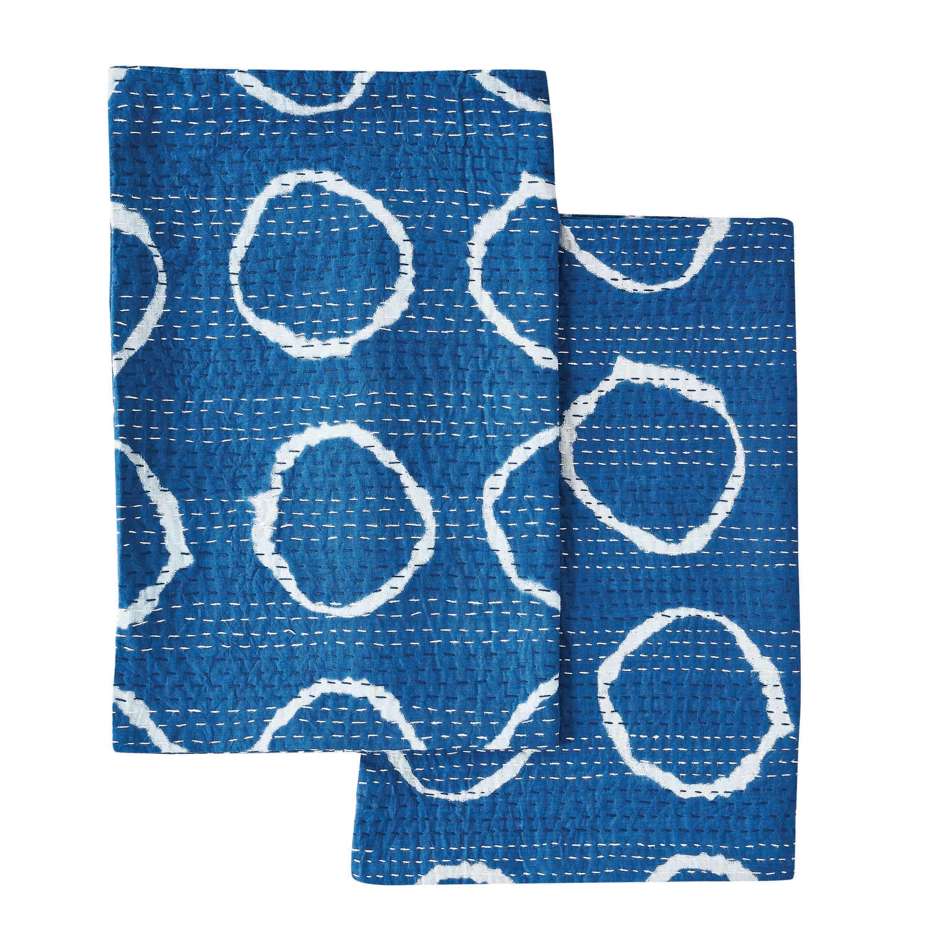 Hand Stitched Block Print Kantha Pillow Sham Pairs Mélange Home