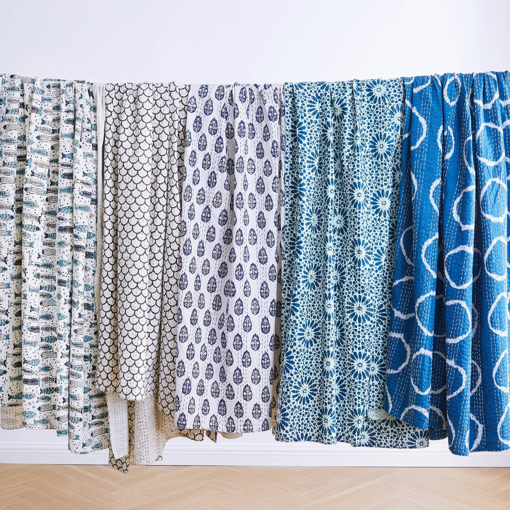Hand Stitched Block Print Kantha Throws Mélange Home