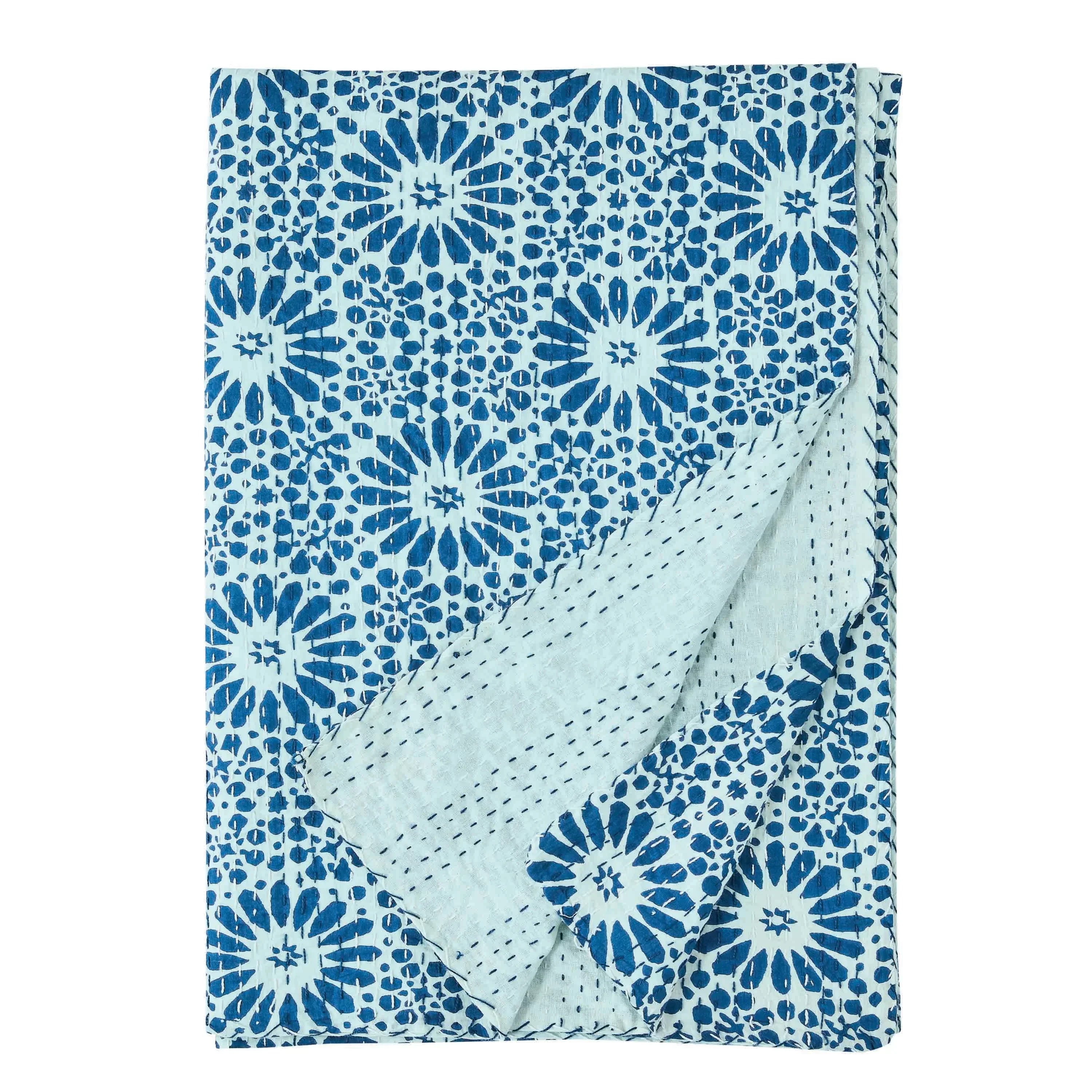 Hand Stitched Block Print Kantha Throws Mélange Home