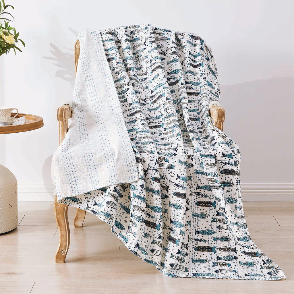 Hand Stitched Block Print Kantha Throws Mélange Home
