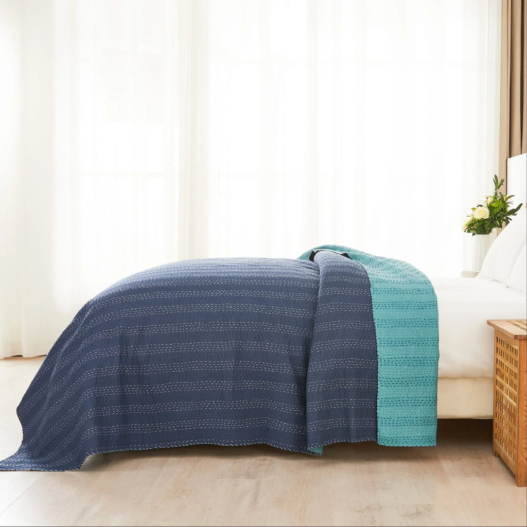 Hand Stitched Reversible Kantha Coverlets Mélange Home