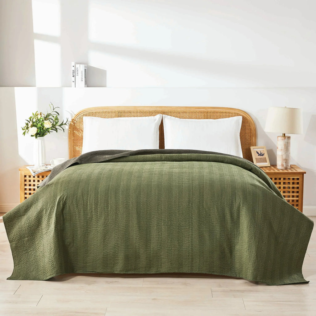 Hand Stitched Reversible Kantha Coverlets Mélange Home
