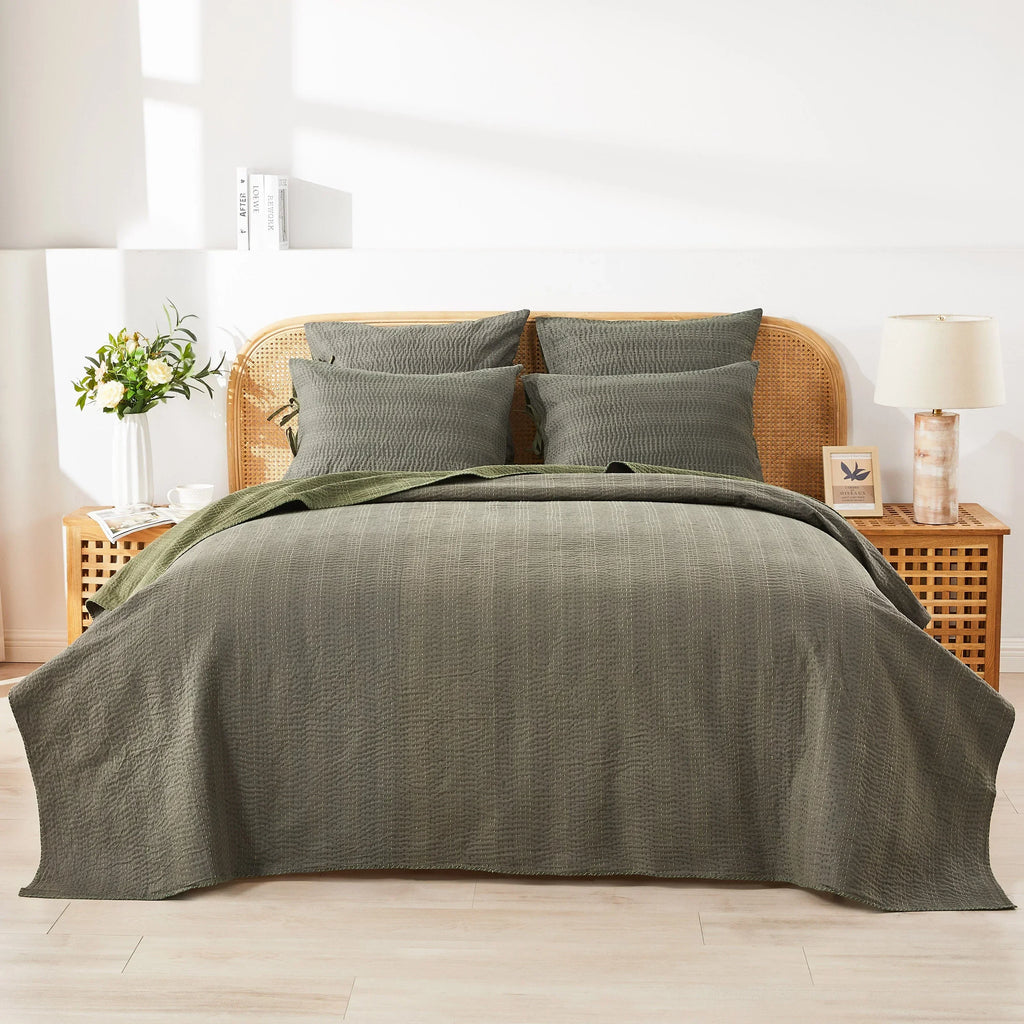 Hand Stitched Reversible Kantha Coverlets Mélange Home