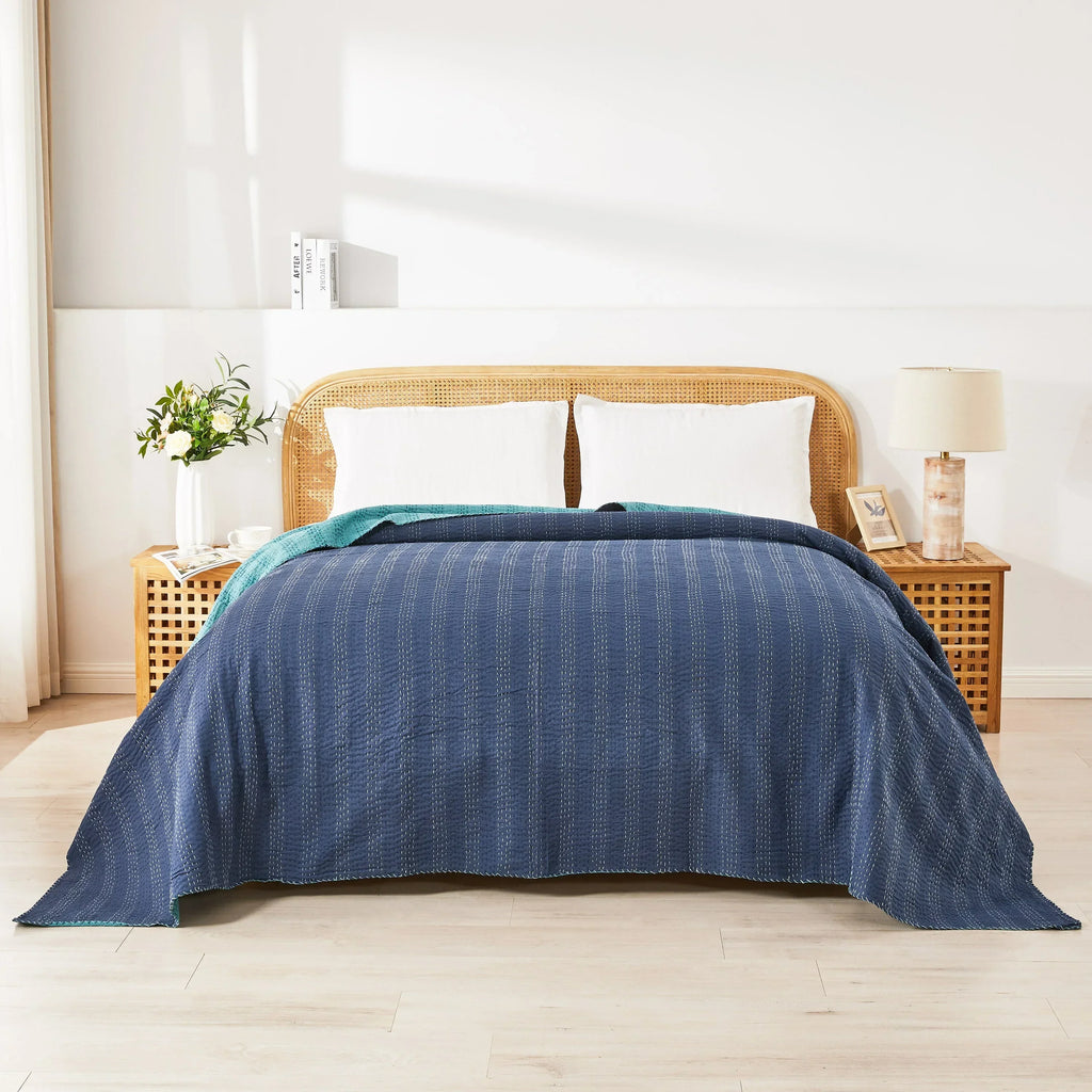 Hand Stitched Reversible Kantha Coverlets Mélange Home