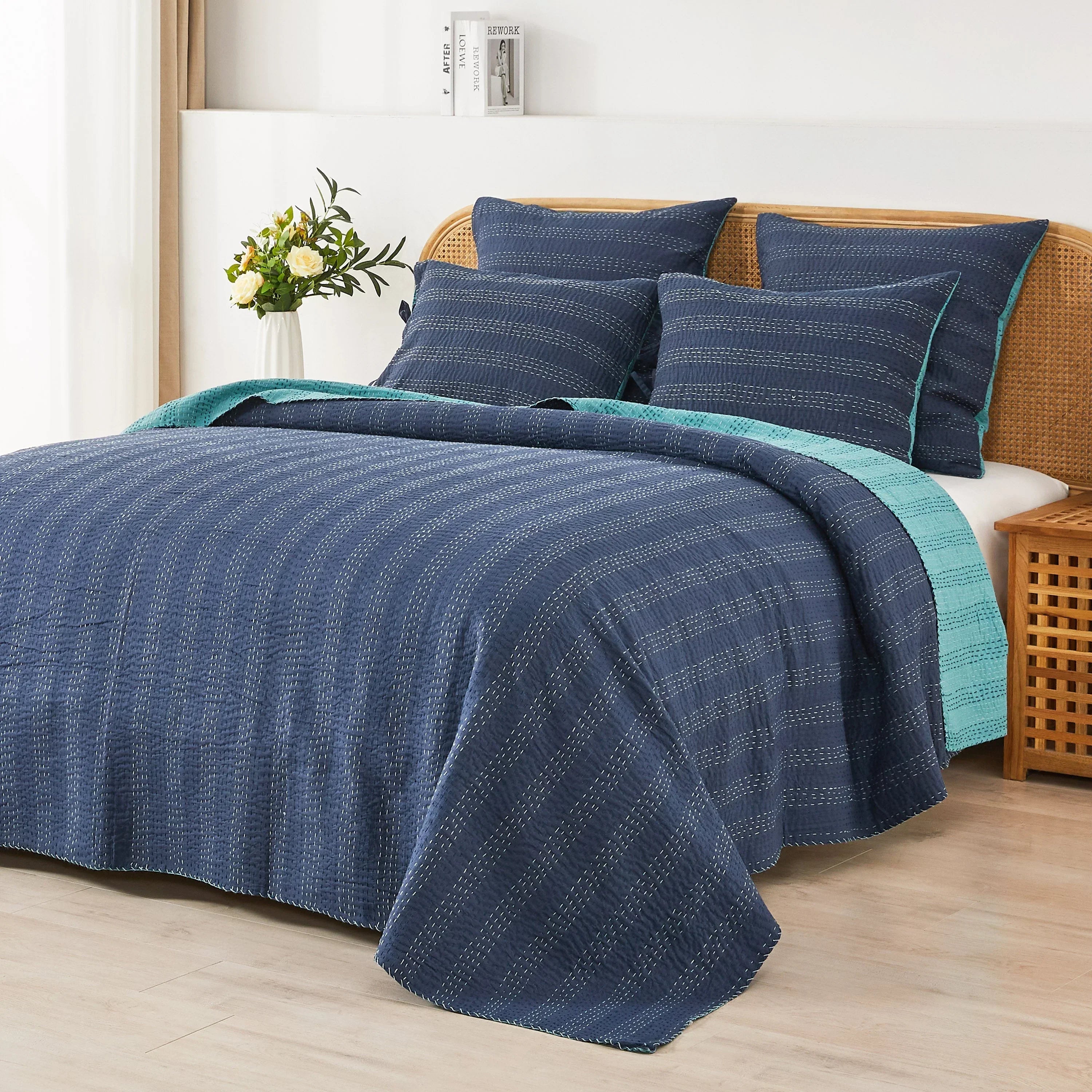 Hand Stitched Reversible Kantha Coverlets Mélange Home