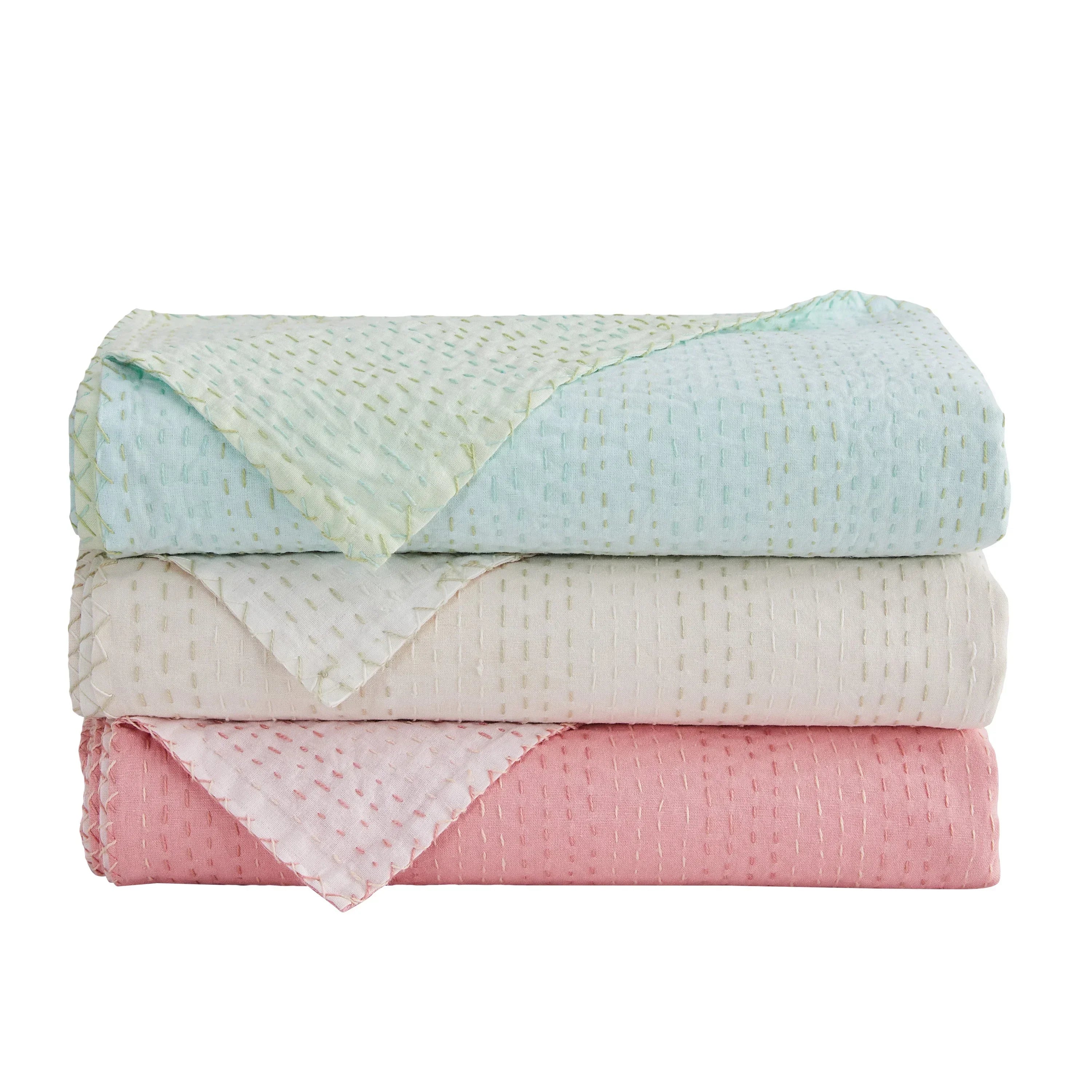 Hand Stitched Reversible Kantha Coverlets Mélange Home