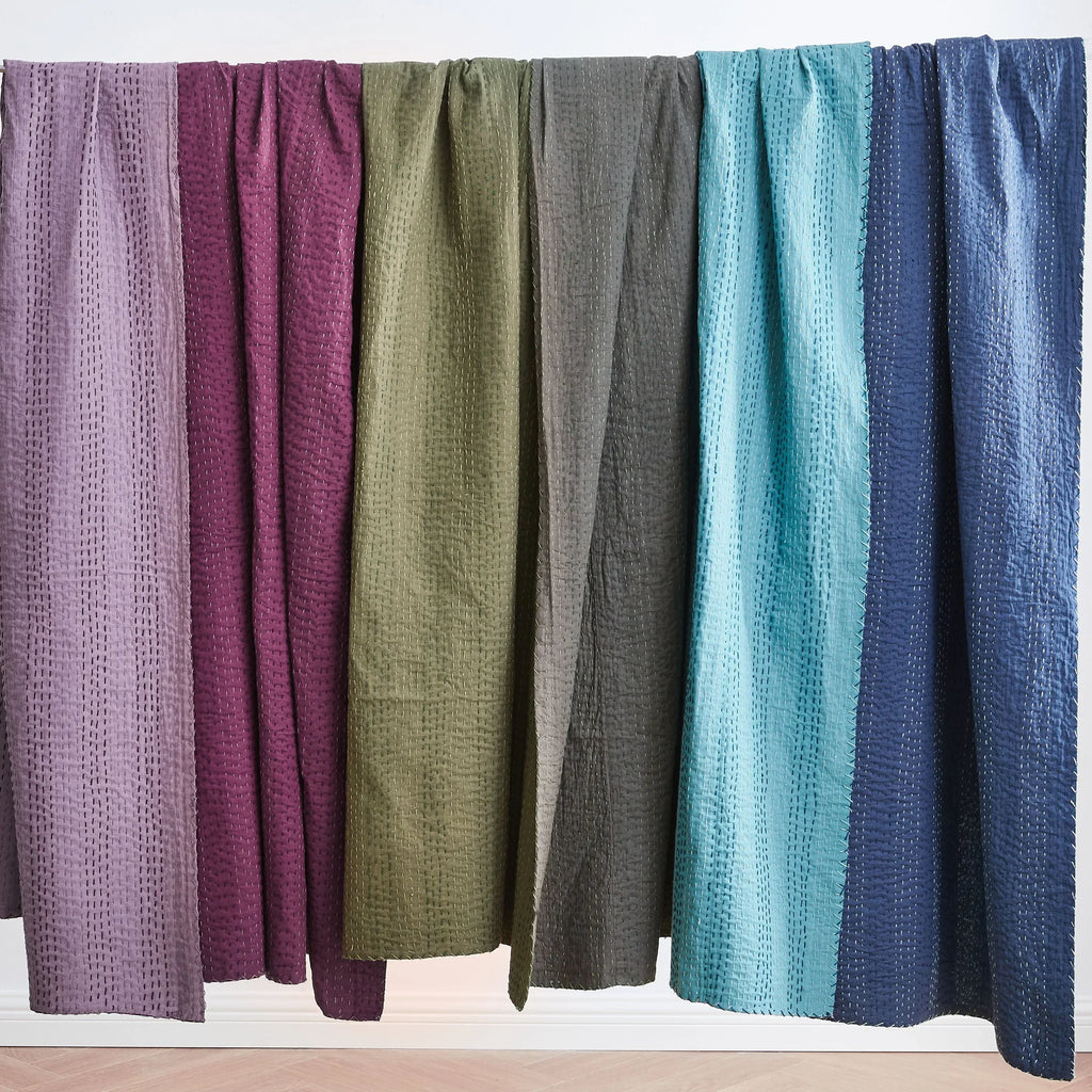 Hand Stitched Reversible Kantha Coverlets Mélange Home