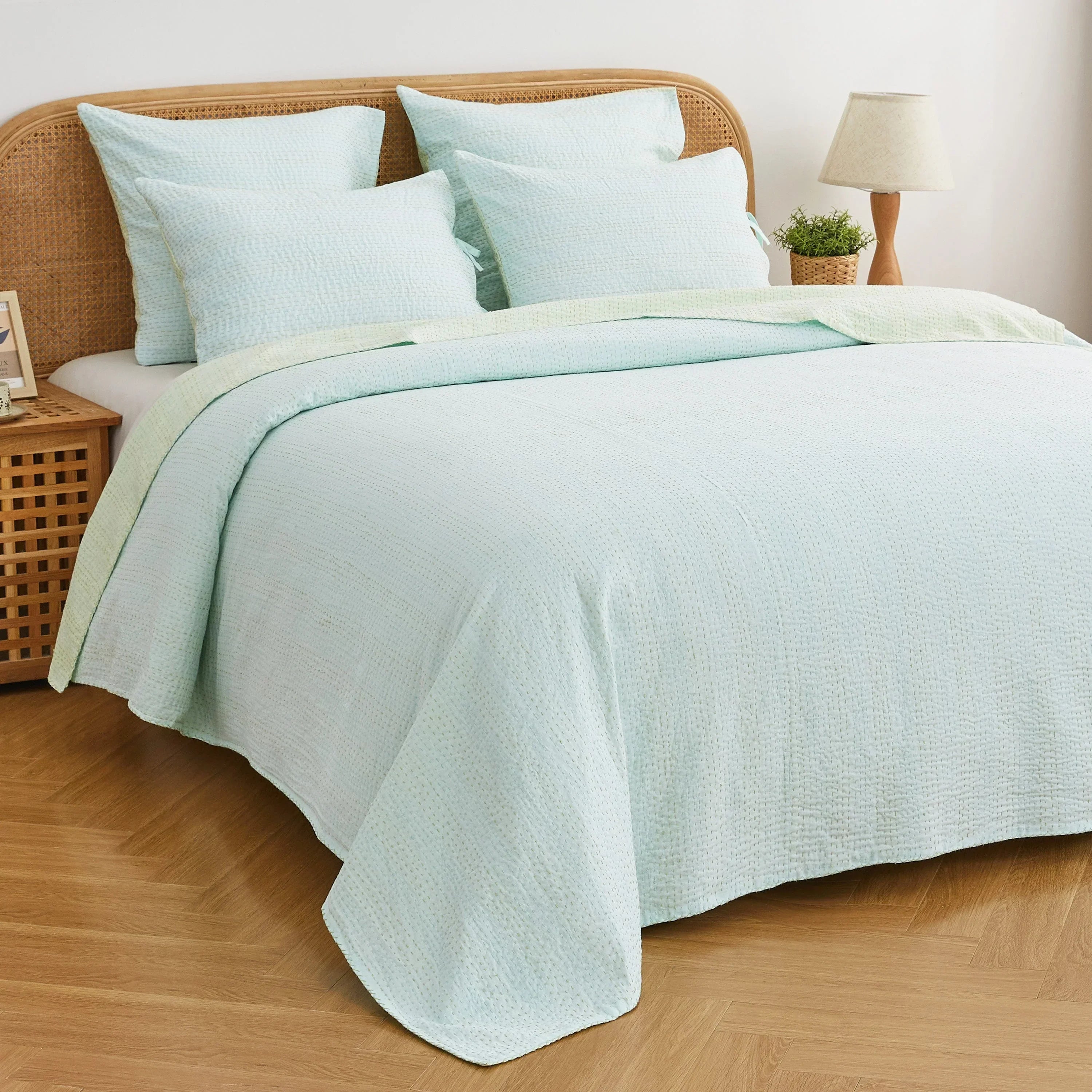 Hand Stitched Reversible Kantha Coverlets Mélange Home
