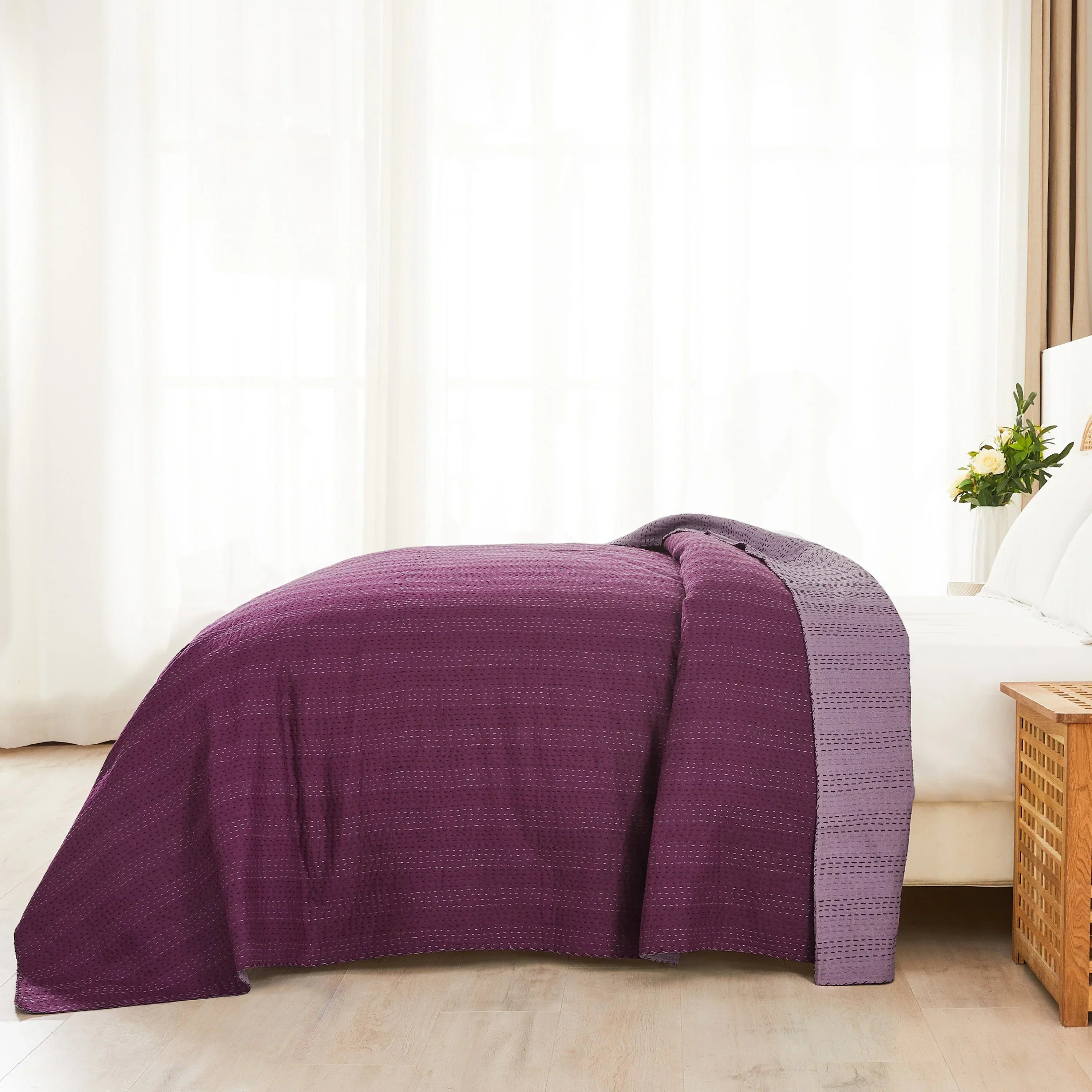 Hand Stitched Reversible Kantha Coverlets Mélange Home