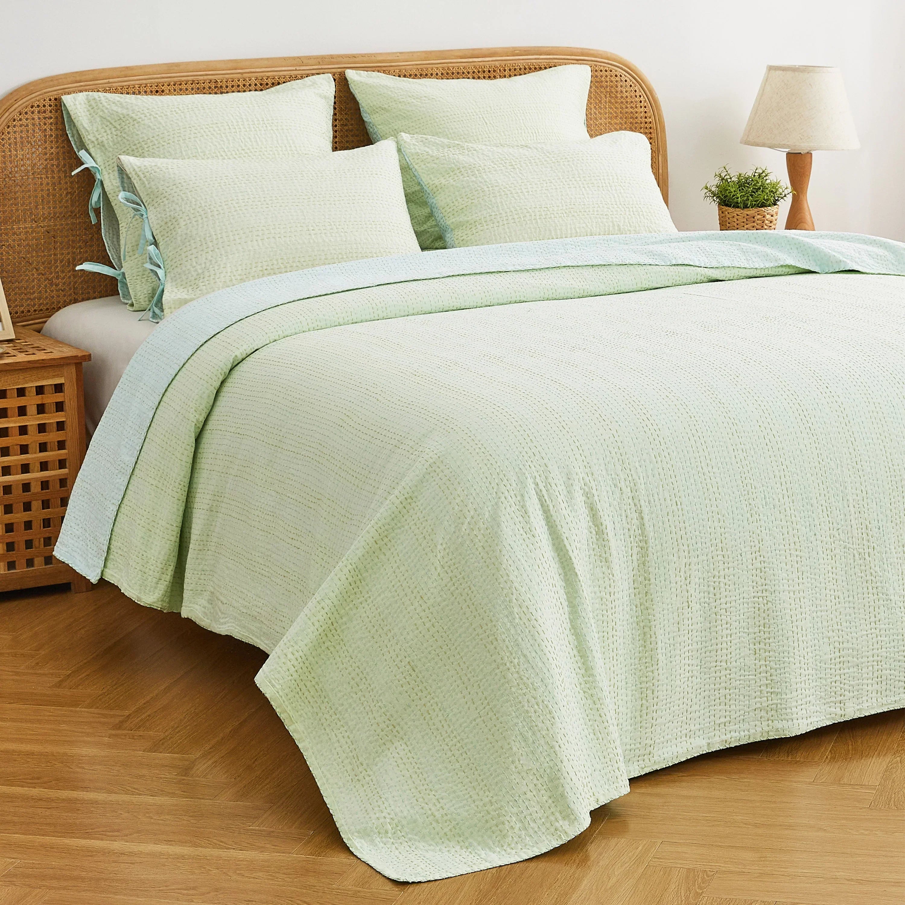 Hand Stitched Reversible Kantha Coverlets Mélange Home