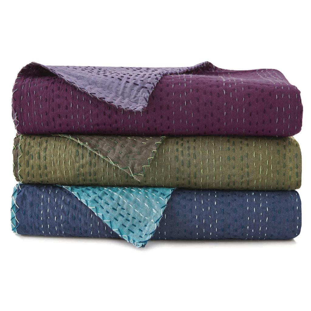 Hand Stitched Reversible Kantha Coverlets Mélange Home