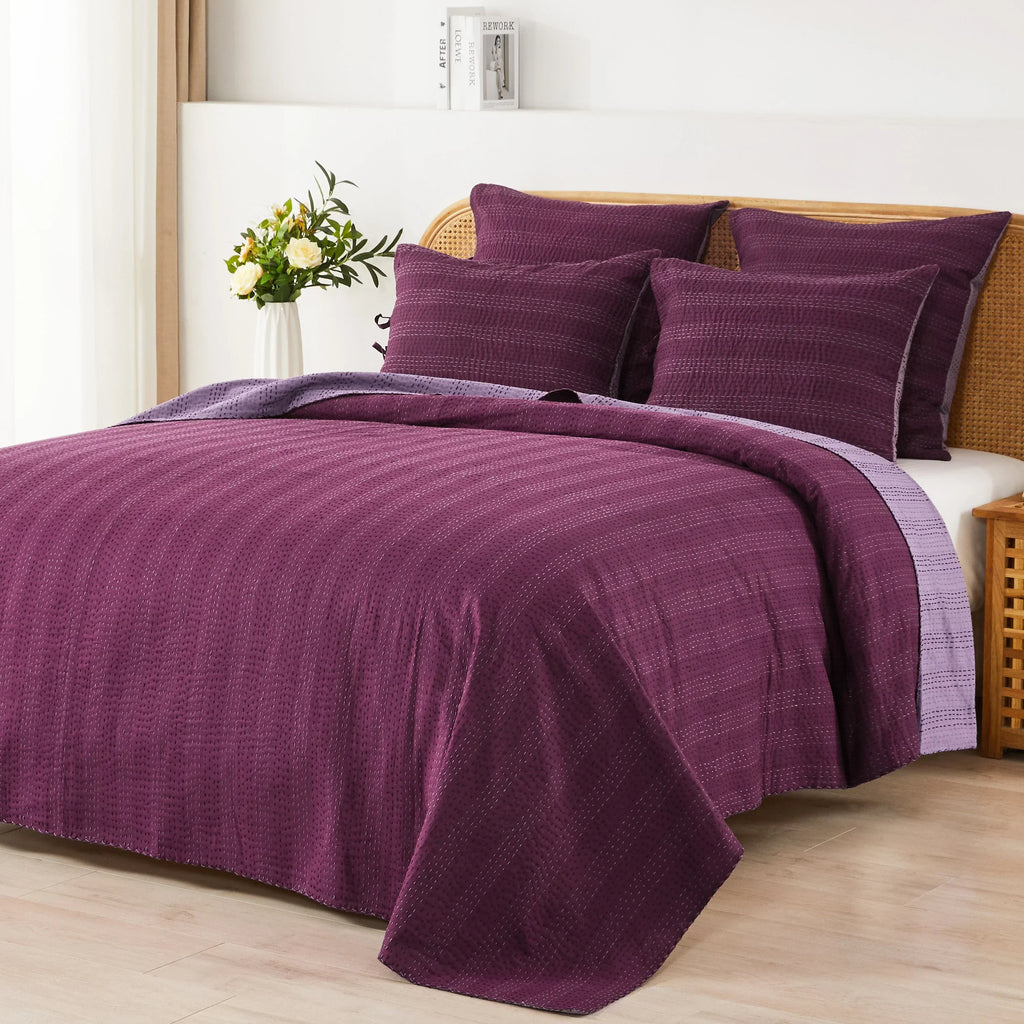 Hand Stitched Reversible Kantha Coverlets Mélange Home