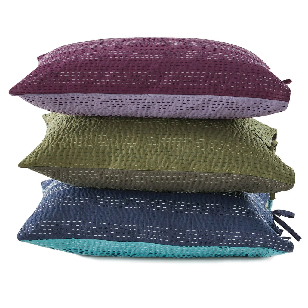 Hand Stitched Reversible Kantha Pillow Sham Pairs Mélange Home