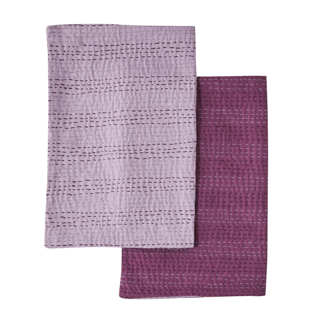 Hand Stitched Reversible Kantha Pillow Sham Pairs Mélange Home