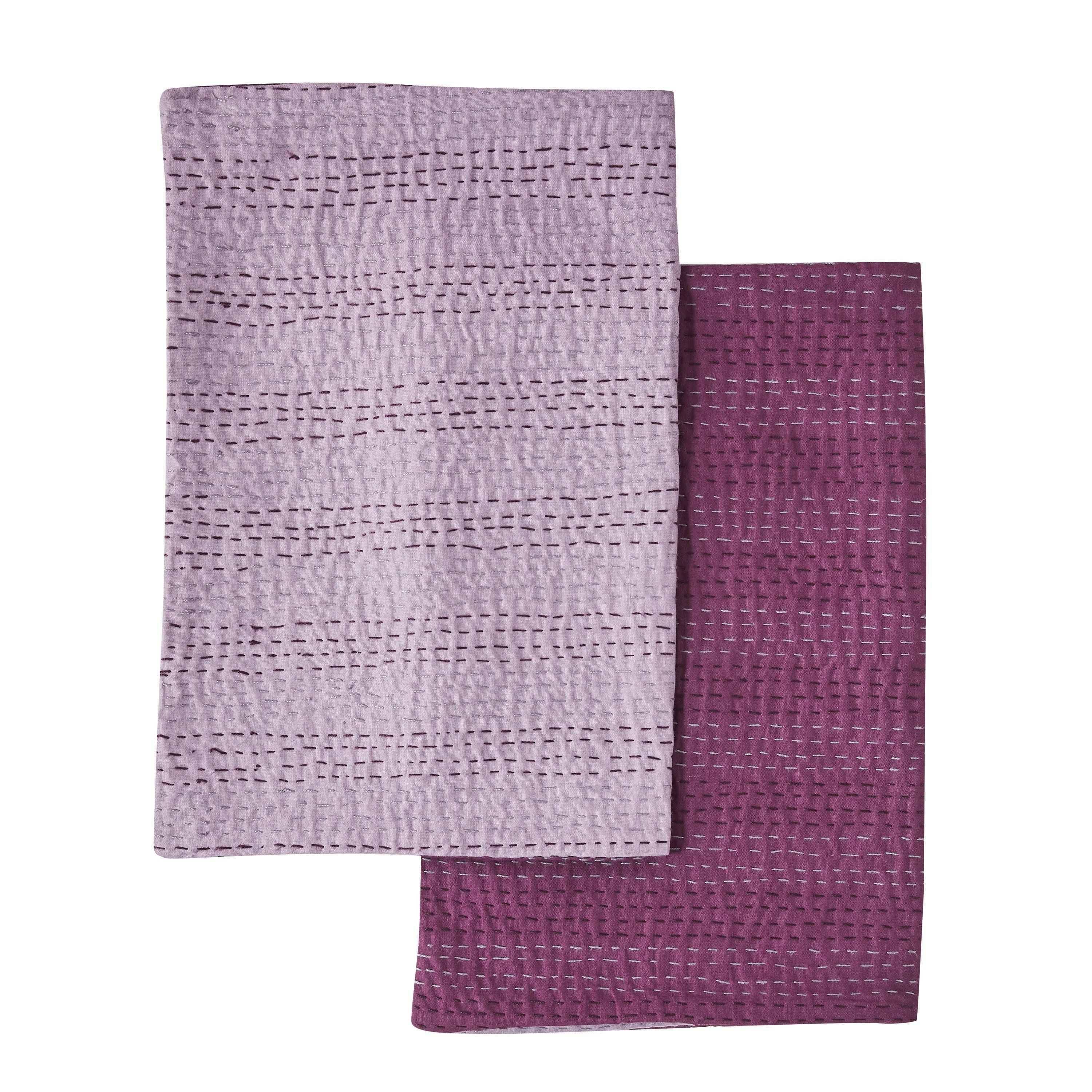 Hand Stitched Reversible Kantha Pillow Sham Pairs Mélange Home