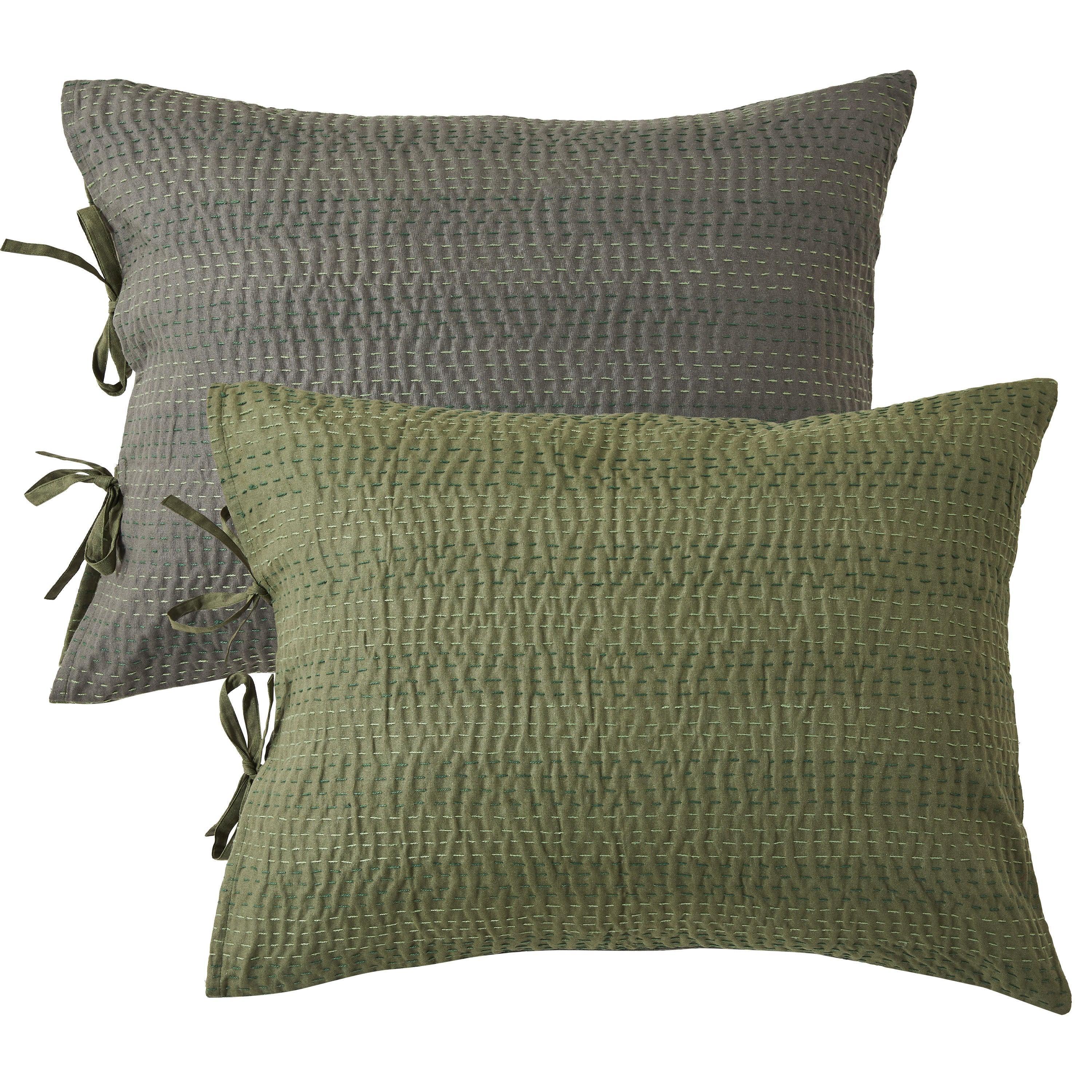 Hand Stitched Reversible Kantha Pillow Sham Pairs Mélange Home