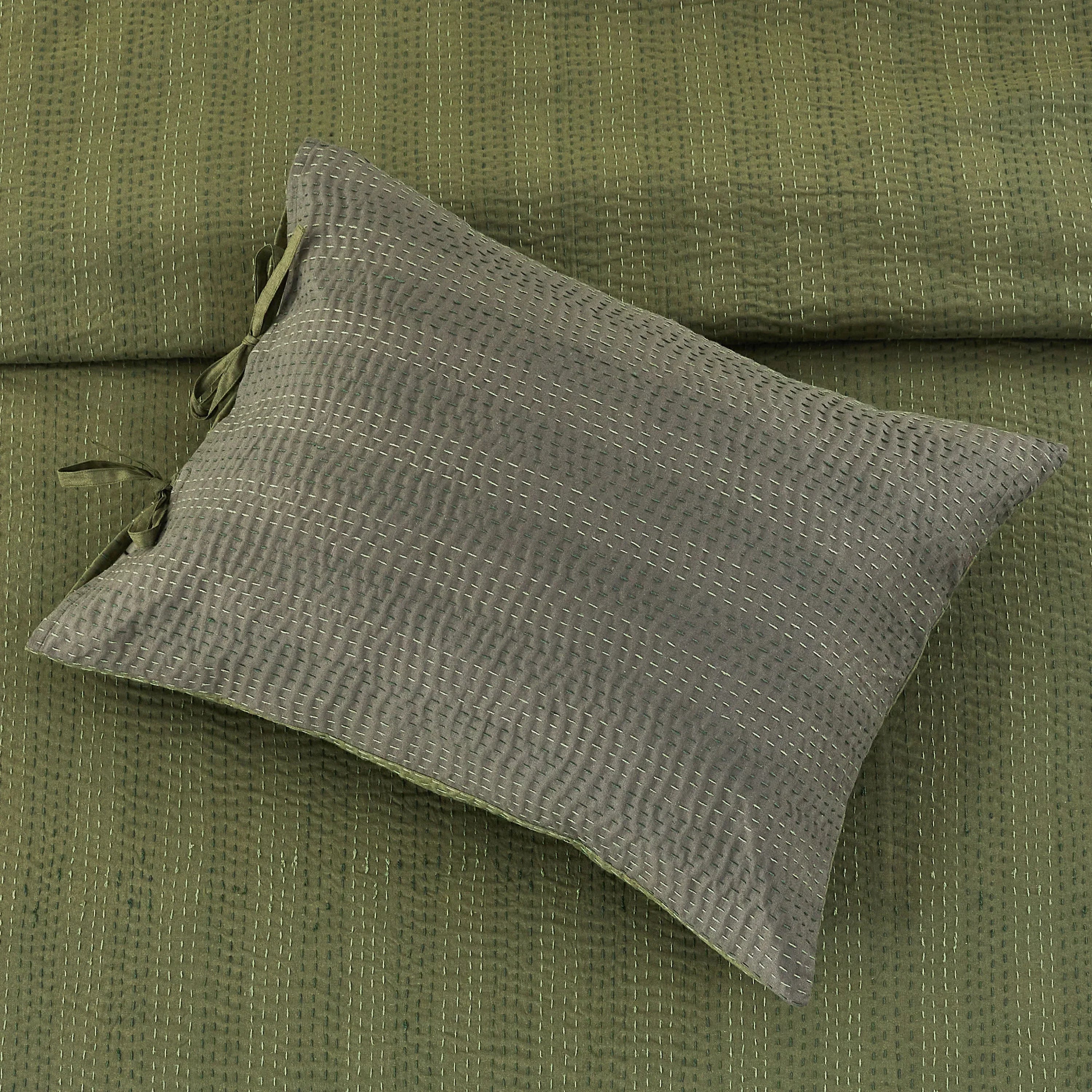Hand Stitched Reversible Kantha Pillow Sham Pairs Mélange Home