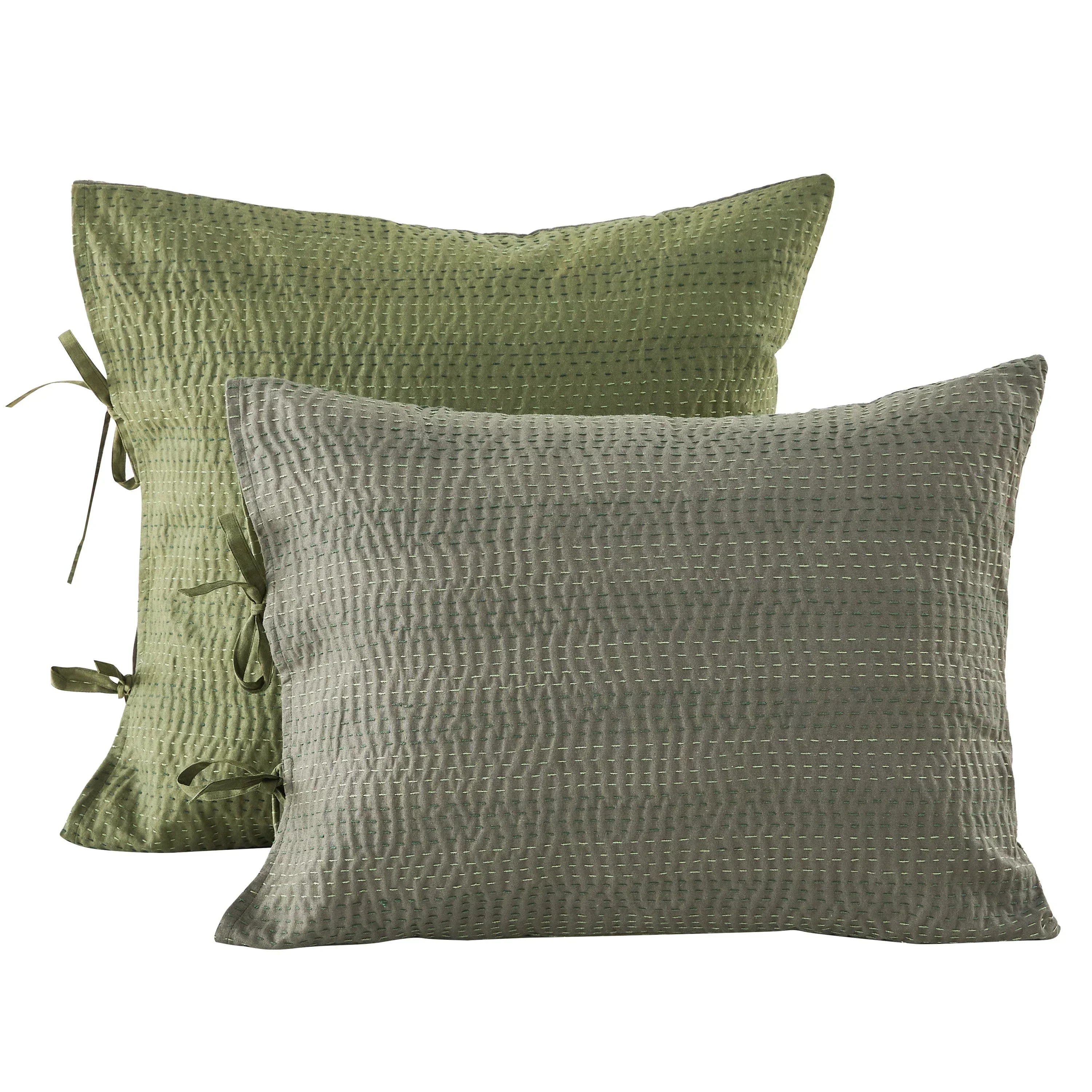 Hand Stitched Reversible Kantha Pillow Sham Pairs Mélange Home