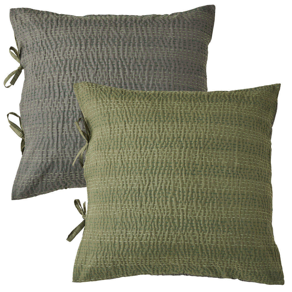 Hand Stitched Reversible Kantha Pillow Sham Pairs Mélange Home