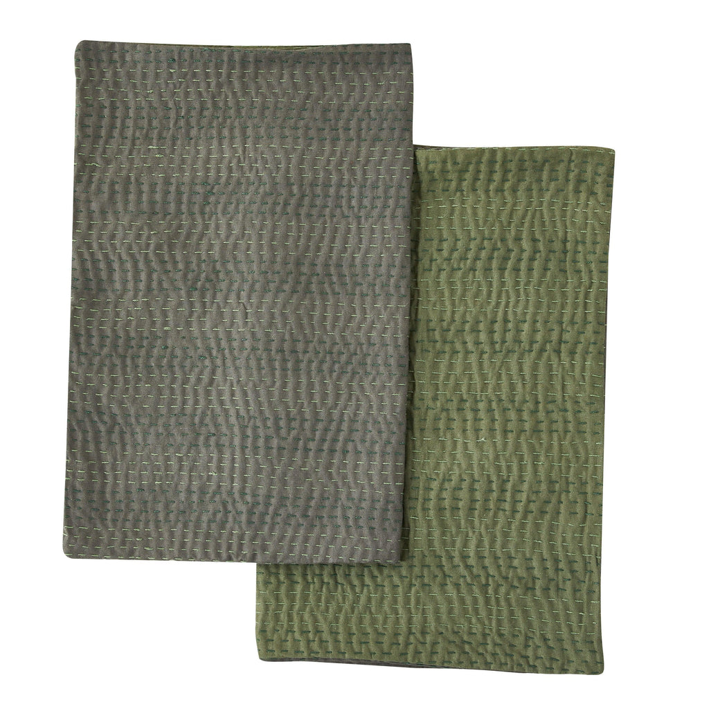 Hand Stitched Reversible Kantha Pillow Sham Pairs Mélange Home
