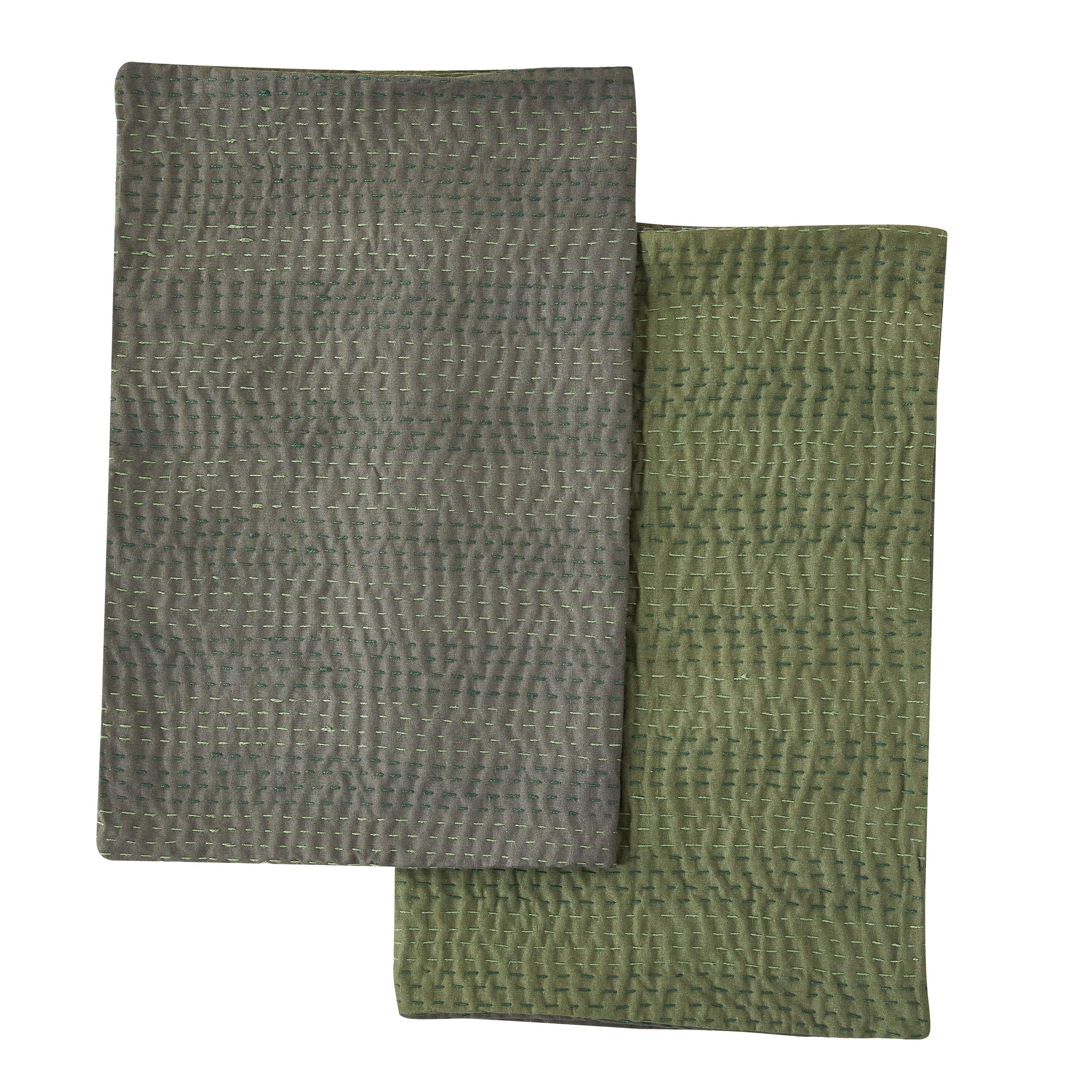Hand Stitched Reversible Kantha Pillow Sham Pairs Mélange Home