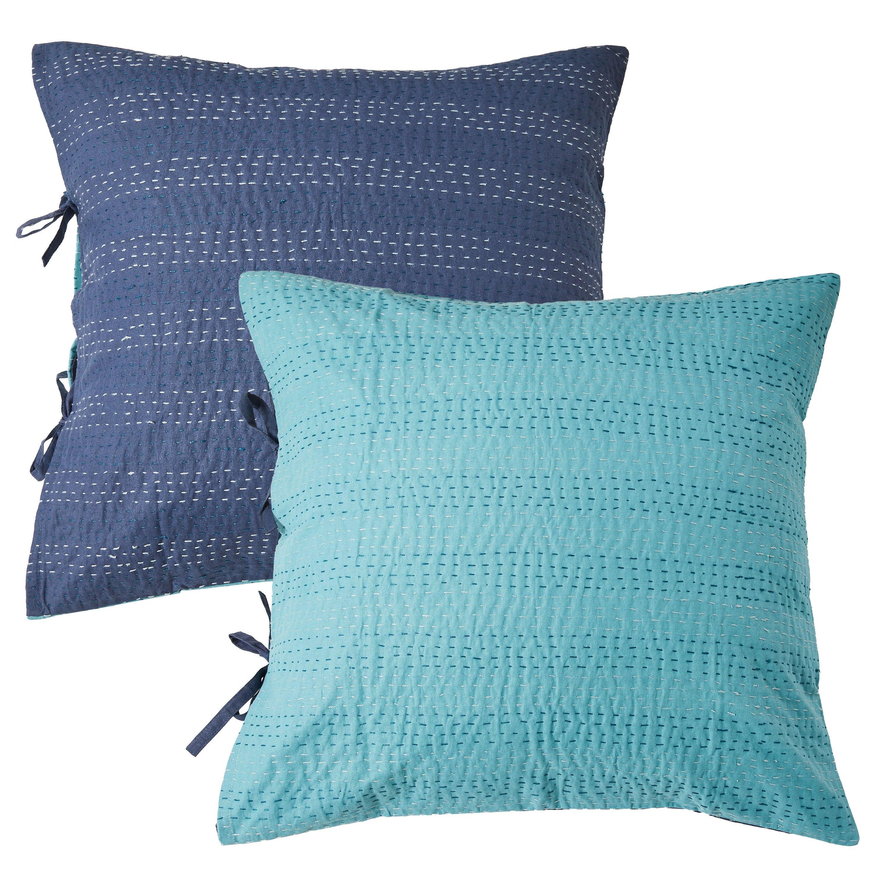 Hand Stitched Reversible Kantha Pillow Sham Pairs Mélange Home