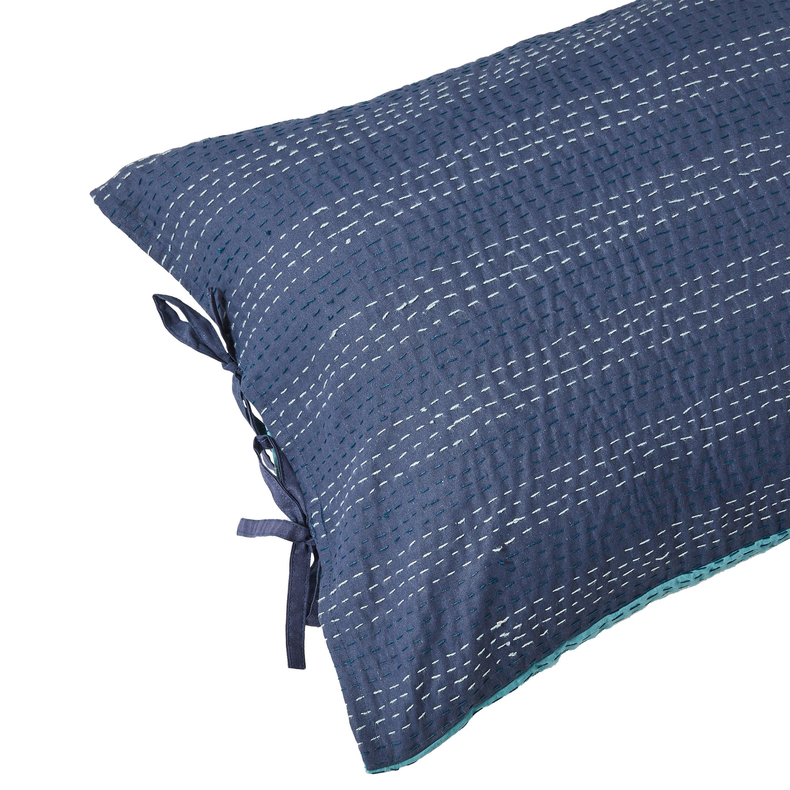 Hand Stitched Reversible Kantha Pillow Sham Pairs Mélange Home