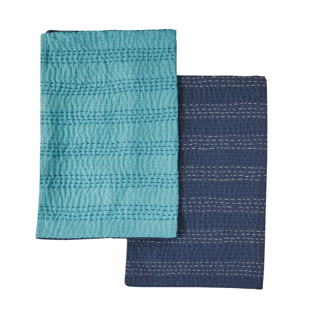 Hand Stitched Reversible Kantha Pillow Sham Pairs Mélange Home