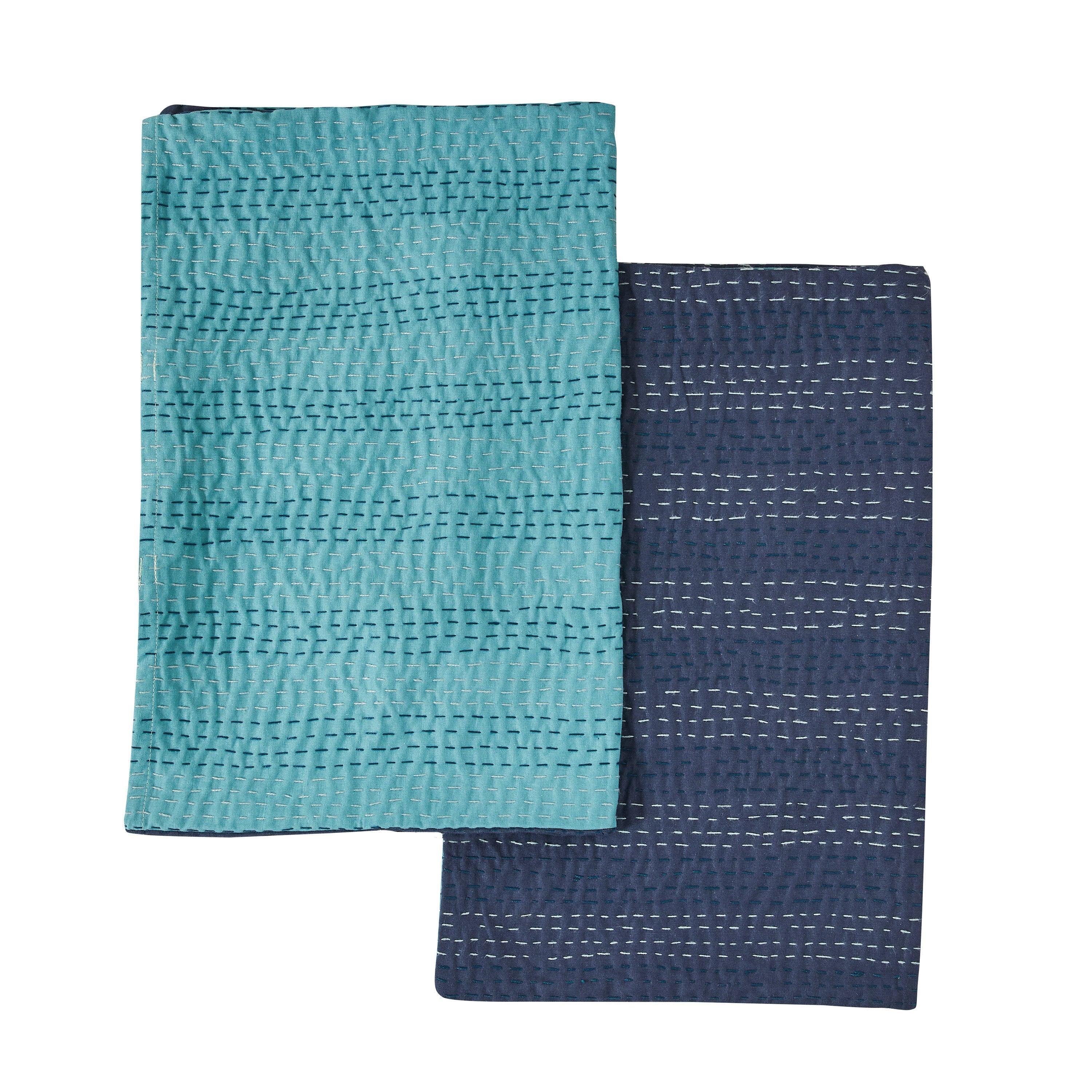 Hand Stitched Reversible Kantha Pillow Sham Pairs Mélange Home