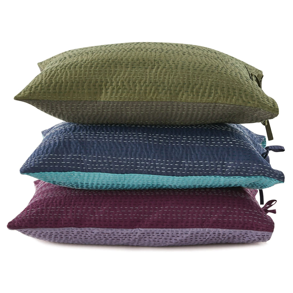 Hand Stitched Reversible Kantha Pillow Sham Pairs Mélange Home