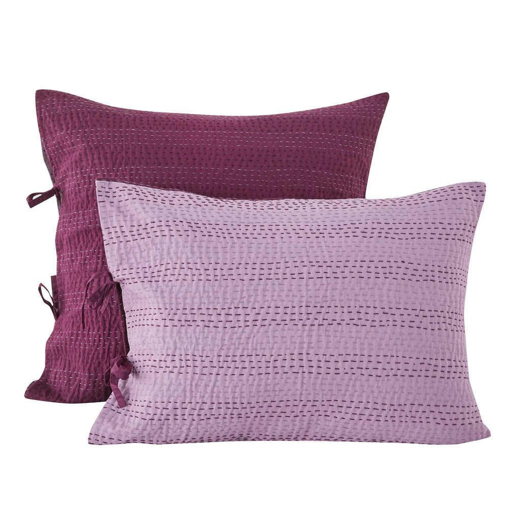 Hand Stitched Reversible Kantha Pillow Sham Pairs Mélange Home